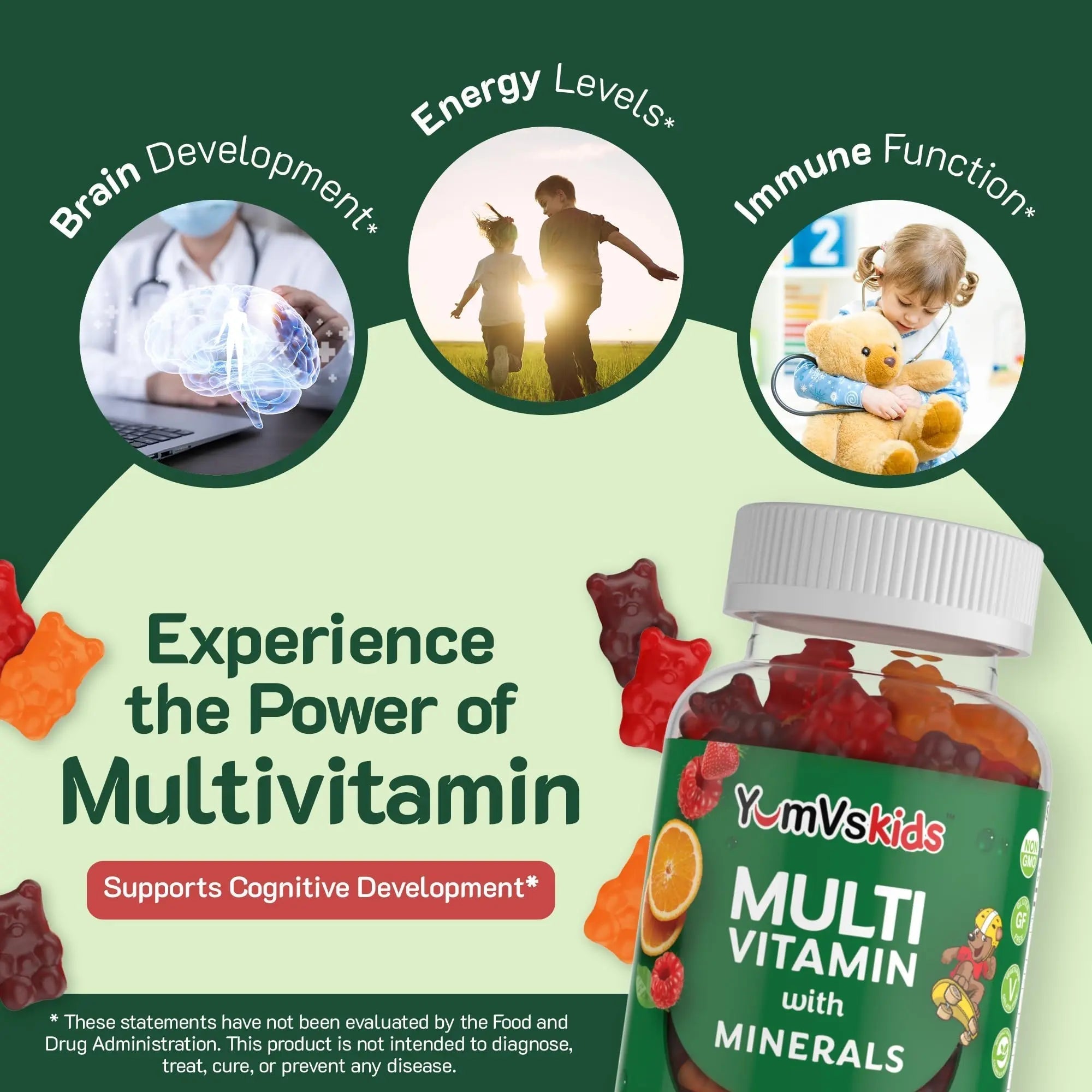 YumVs Kids Multivitamin Gummies - Fruit Flavored Chewable Children's Multivitamin - Kids Vitamins Multivitamin Gummy with 12 Minerals & Vitamins A C D3 E B6 B12 YUM-V'S buy supplements canada
