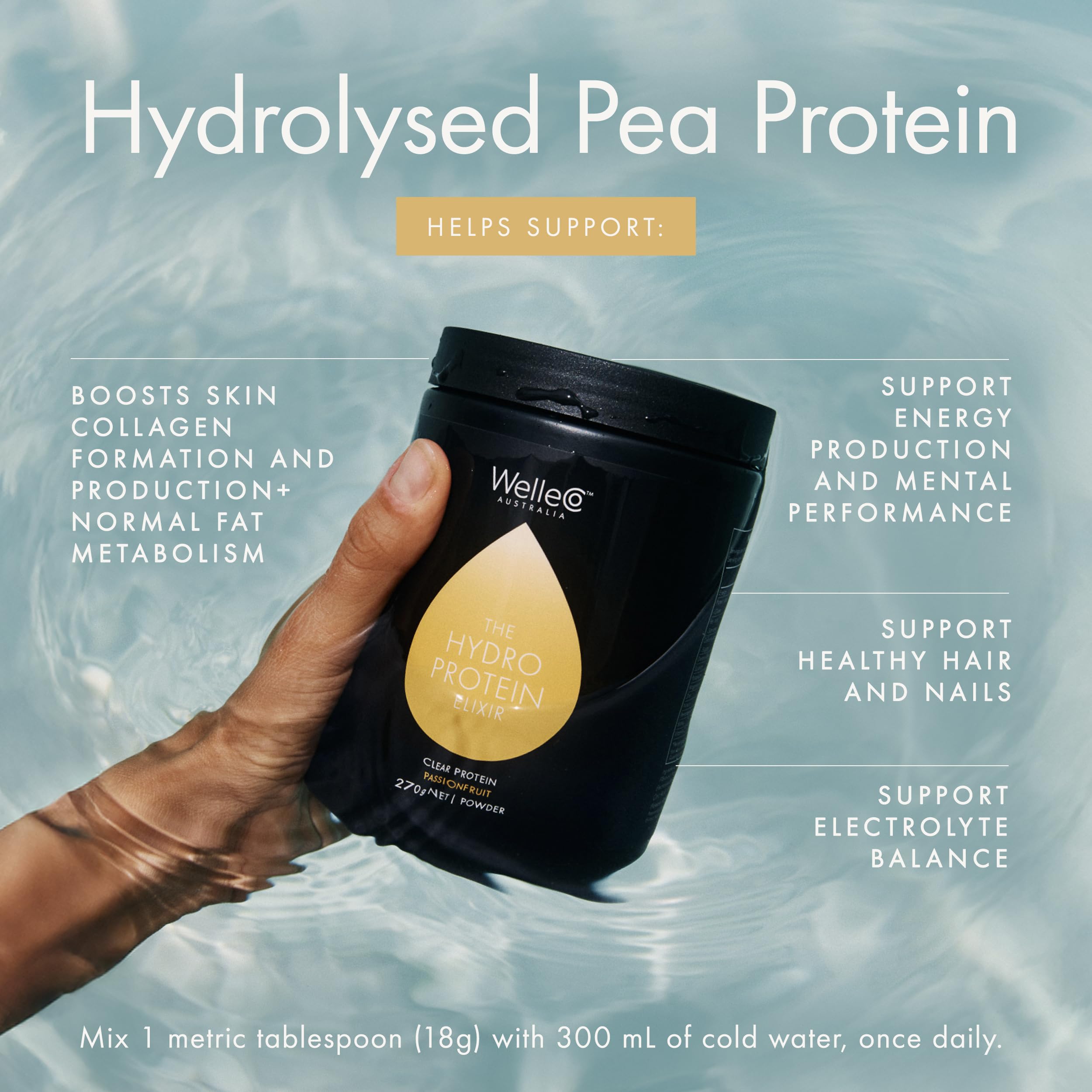 WelleCo HydroProtein Elixir, Potassium Electrolyte Powder with 15g Vegan Protein for Energy, Healthy Hair, Skin & Nails, Easy to Digest Powdered Electrolytes, Passionfruit, 9.5oz Jar WelleCo buy supplements canada