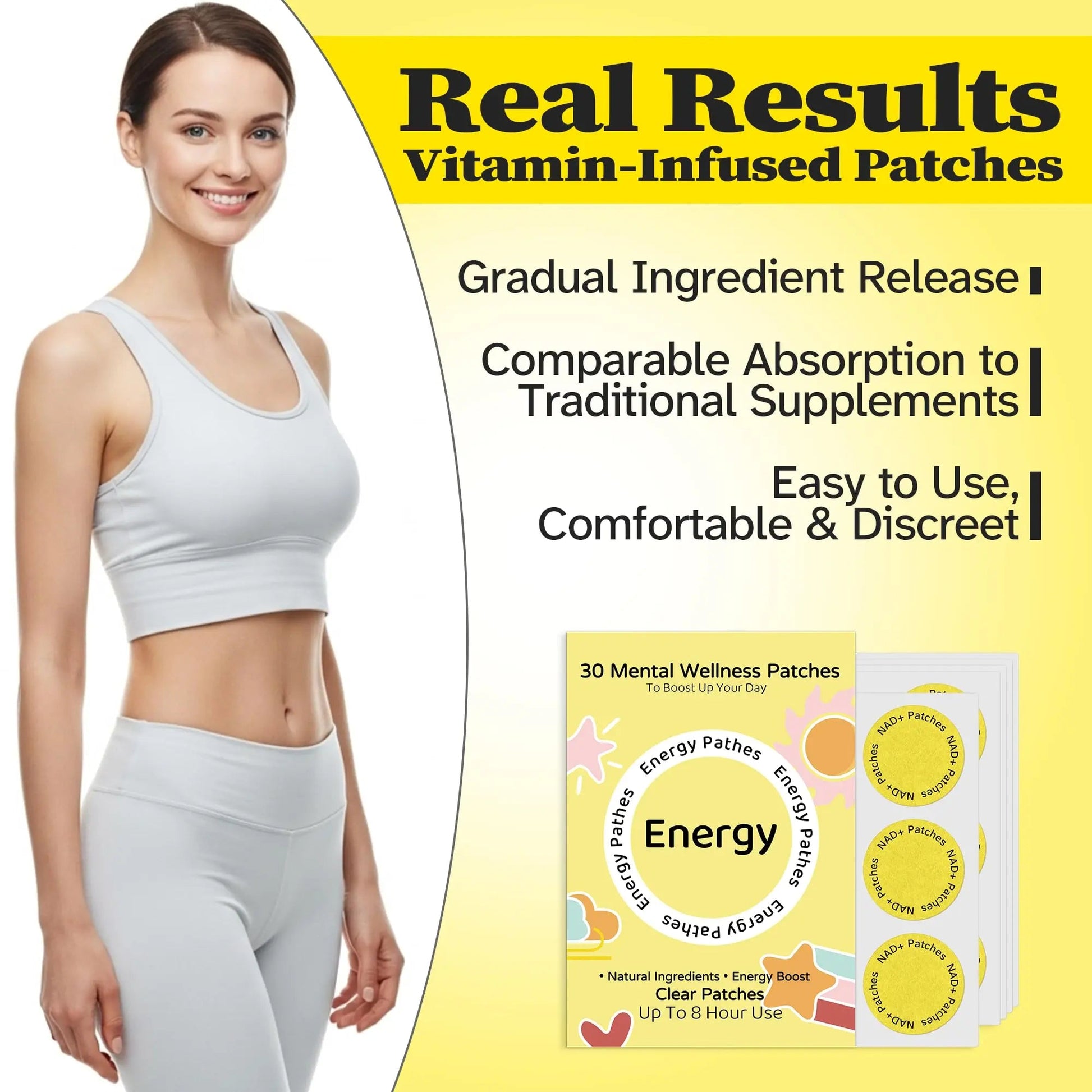 Energy Patches – 30 Plant-Based Patches with Biotin, Caffeine & Ginseng – Gentle Daily Support for Focus, Alertness & Vitality – Vegan Formula, 1 Month Supply Vitalumina buy supplements canada