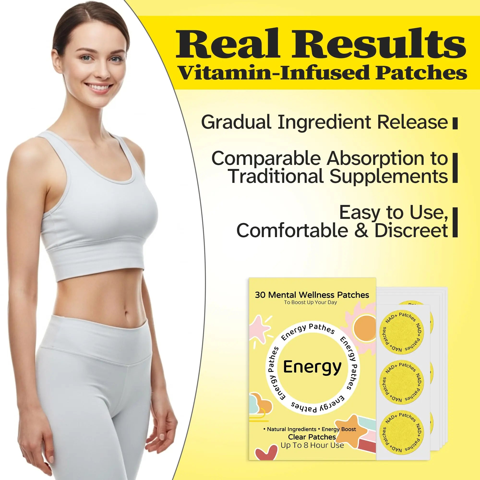 Energy Patches – 30 Plant-Based Patches with Biotin, Caffeine & Ginseng – Gentle Daily Support for Focus, Alertness & Vitality – Vegan Formula, 1 Month Supply Vitalumina buy supplements canada