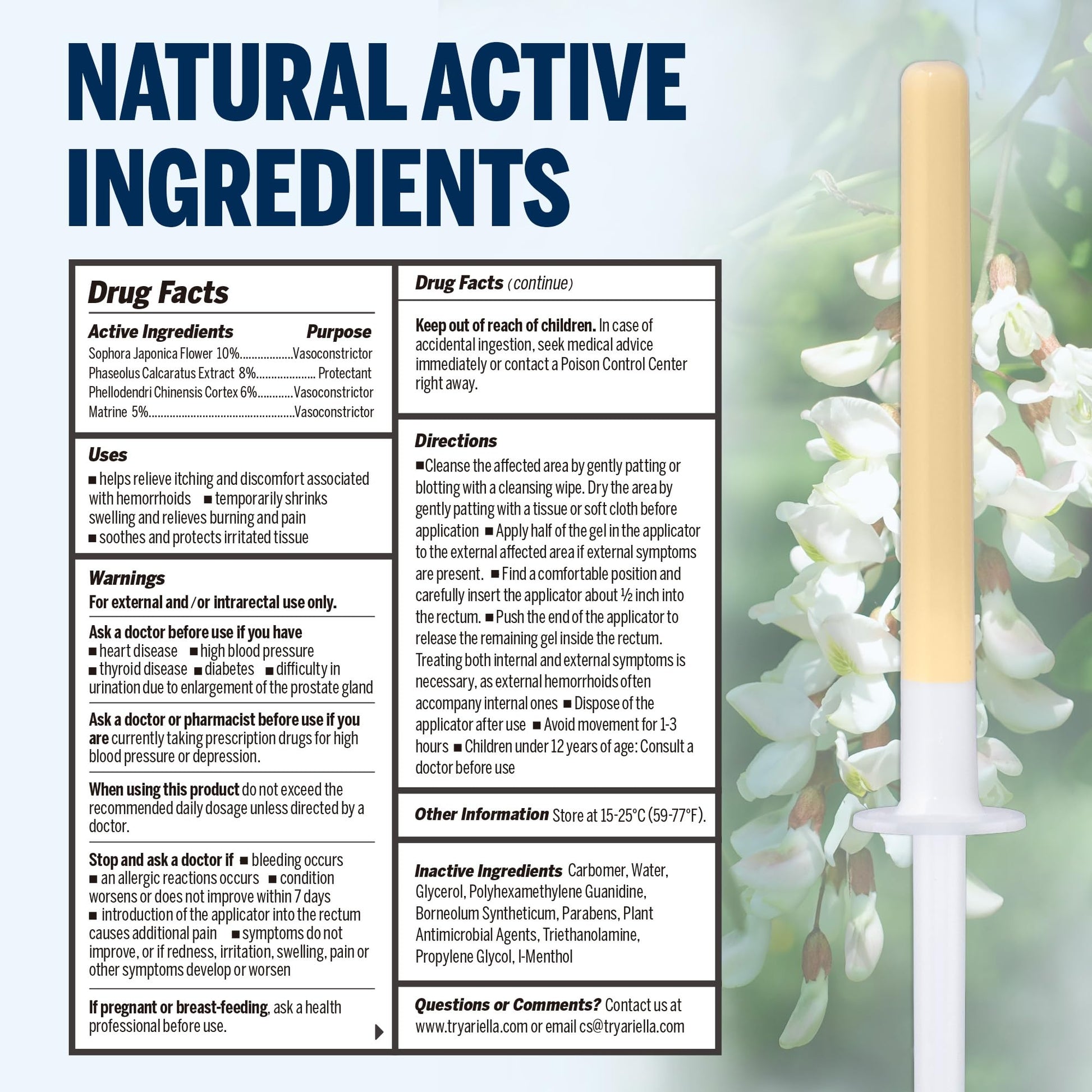 Ariella Hemorrhoid Treatment Suppository Gel: Natural & Herbal - Relieve Itching Burning Discomfort - Internal Relief - New Rounded Applicator - Nighttime Use (Pack of 12) Ariella buy supplements canada
