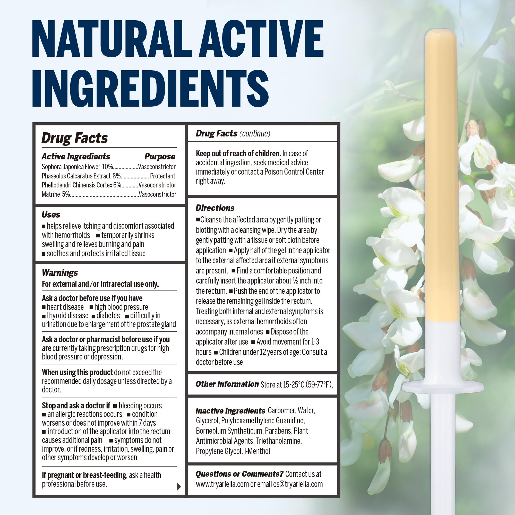 Ariella Hemorrhoid Treatment Suppository Gel: Natural & Herbal - Relieve Itching Burning Discomfort - Internal Relief - New Rounded Applicator - Nighttime Use (Pack of 12) Ariella buy supplements canada