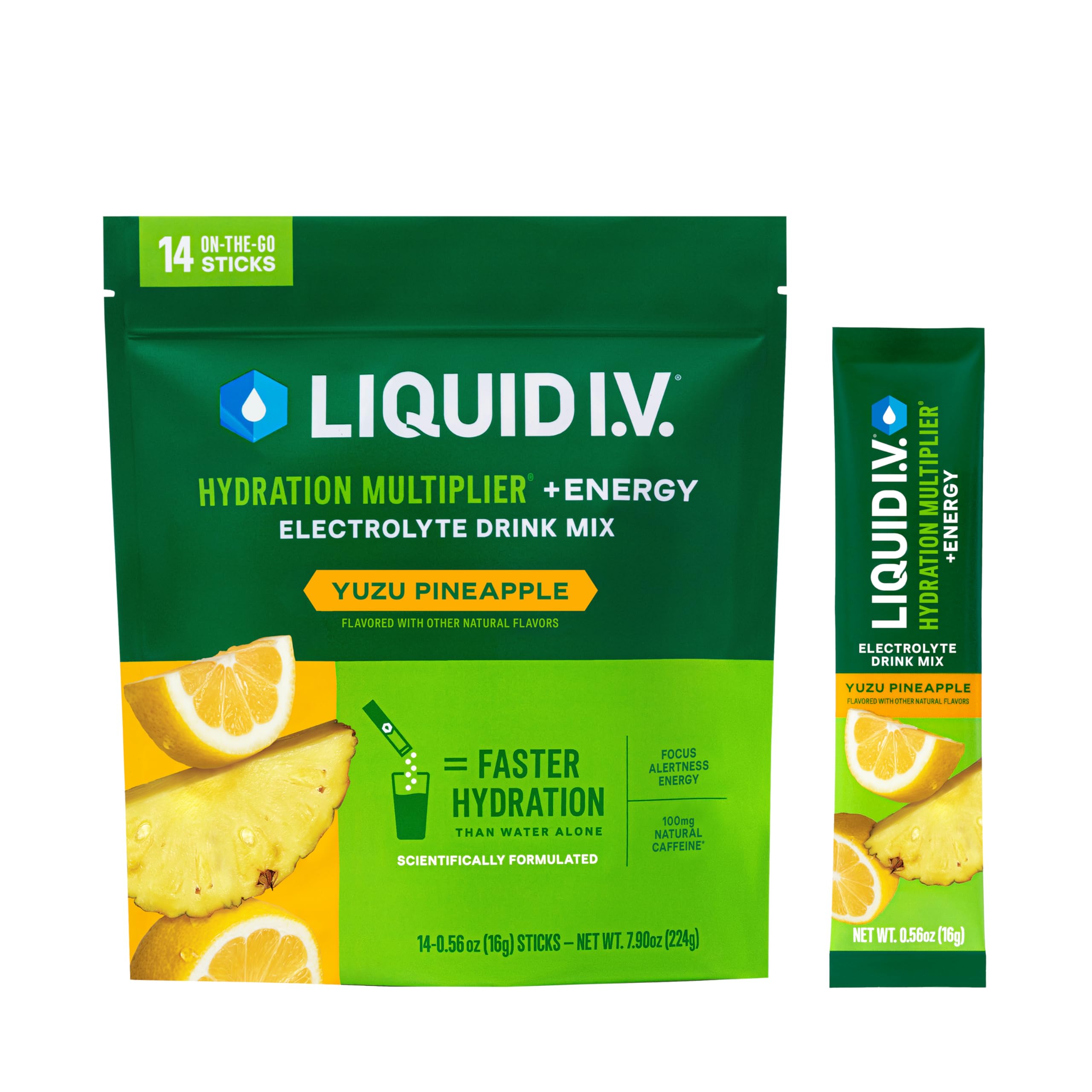 Liquid I.V.® Hydration Multiplier +Energy - Yuzu Pineapple | Electrolyte Powder Drink Mix | 1 Pack (14 Servings) Liquid I.V. buy supplements canada