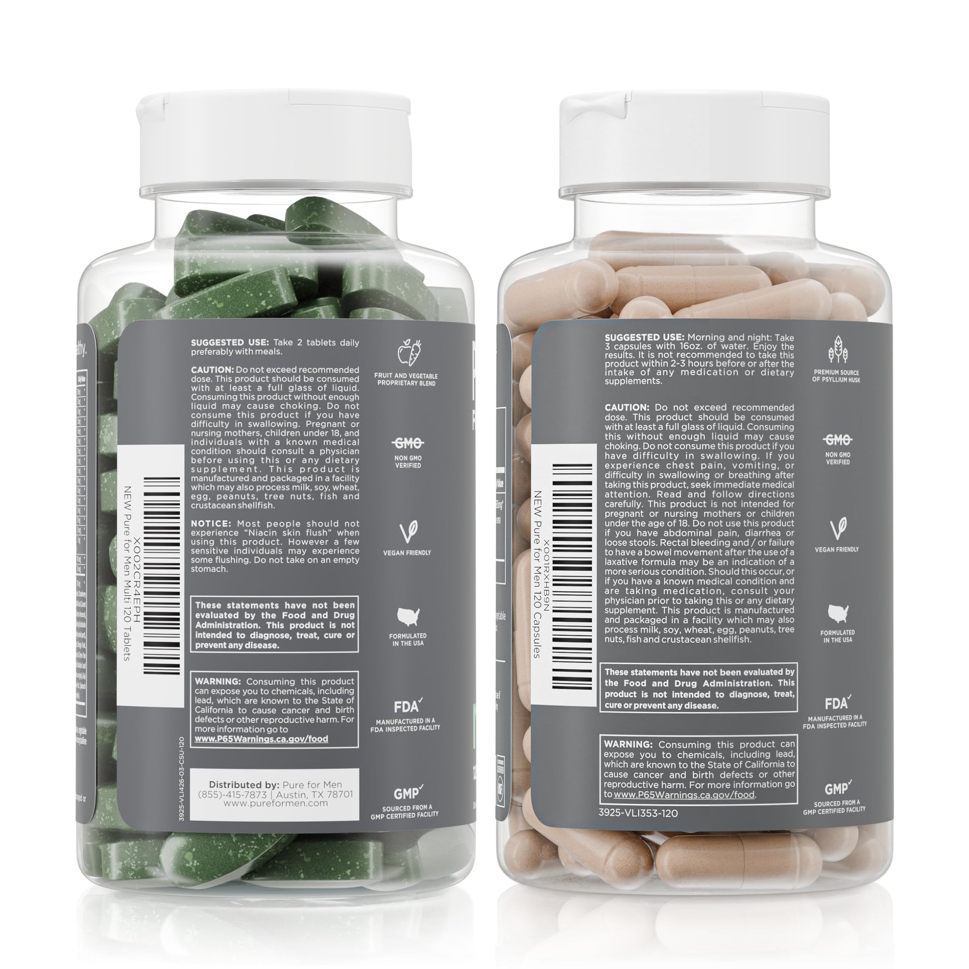 Pure for Men Original Stay Ready Fiber Supplement (120 Capsules) + Vegan Multivitamin (120 Capsules) Pure for Men buy supplements canada