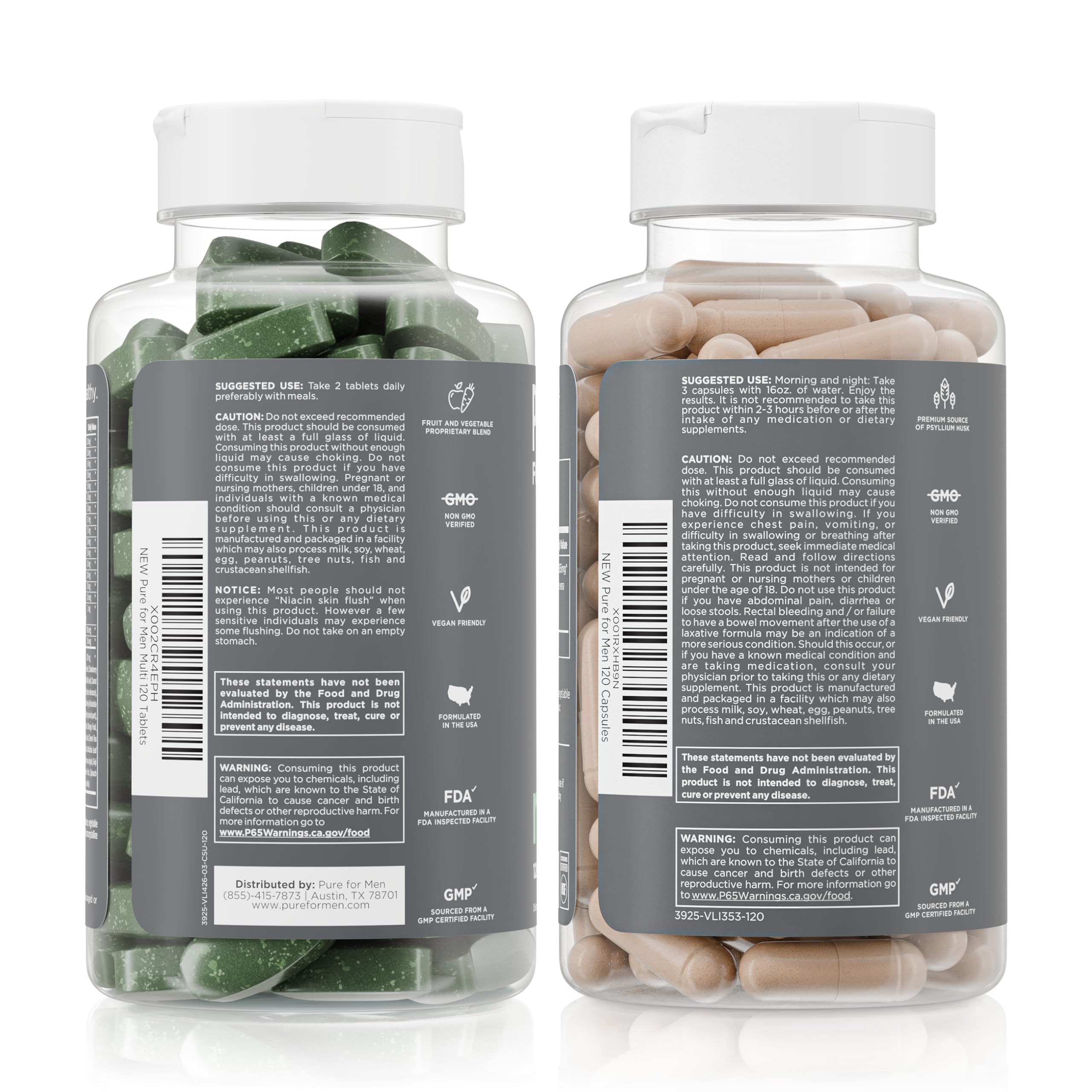Pure for Men Original Stay Ready Fiber Supplement (120 Capsules) + Vegan Multivitamin (120 Capsules) Pure for Men buy supplements canada