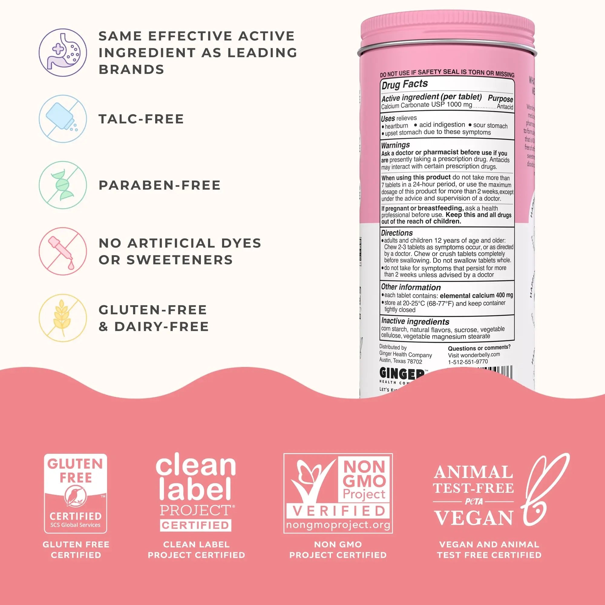 Wonderbelly Antacid, Effective Heartburn and Instant Acid Indigestion Relief, Extra Strength Chewable Tablets, 1000 mg Calcium Carbonate, No Talc or Dye, Strawberry Milkshake, 120 Count Wonderbelly buy supplements canada