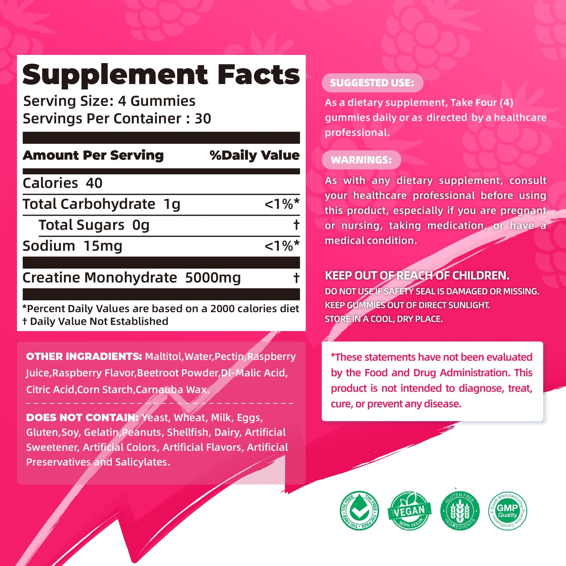 NSF Certified Creatine Gummy - Creatine Monohydrate Gummies 5000mg for Men & Women -120 Gummies Advanced Formula, Muscle Strength, Muscle Builder, Energy Boost, Pre-Workout Supplement-Raspberry Allcoovita buy supplements canada