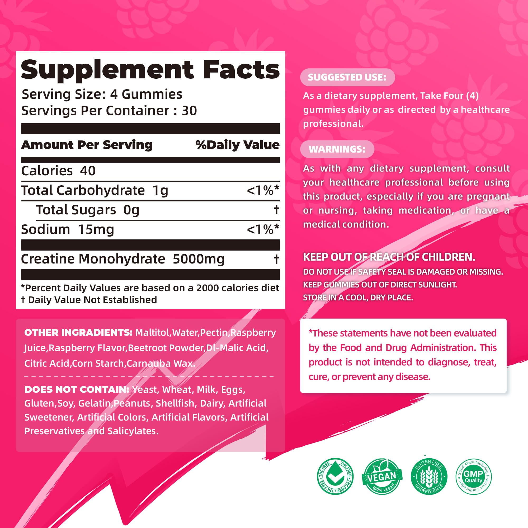 NSF Certified Creatine Gummy - Creatine Monohydrate Gummies 5000mg for Men & Women -120 Gummies Advanced Formula, Muscle Strength, Muscle Builder, Energy Boost, Pre-Workout Supplement-Raspberry Allcoovita buy supplements canada