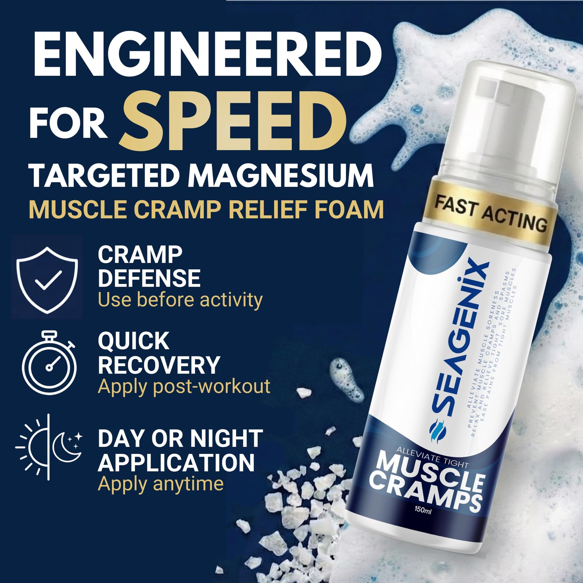 Seagenix Muscle Cramp Relief Foam – Fast-Acting Magnesium for Leg & Calf Cramps – Quick-Activation Comfort, Ready for Instant Use in Seconds – Day or Night Seagenix buy supplements canada