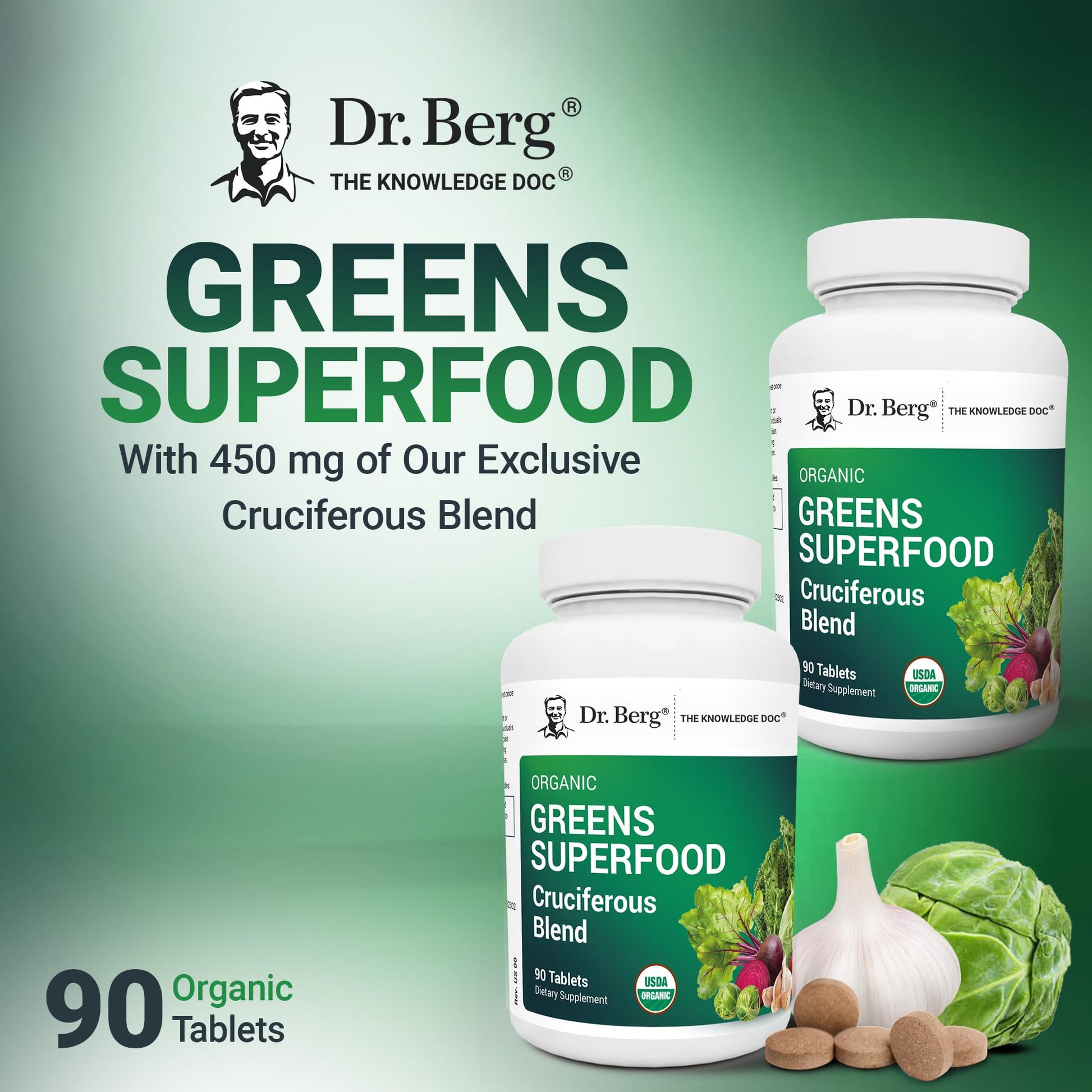 Dr. Berg's Greens Superfood Cruciferous Vegetable Tablets - Vegetable Supplements for Adults w/ 11 Phytonutrient Super Greens - Energy, Immune System & Liver Veggie Tablets - 90 Tablet Dr. Berg Nutritionals buy supplements canada