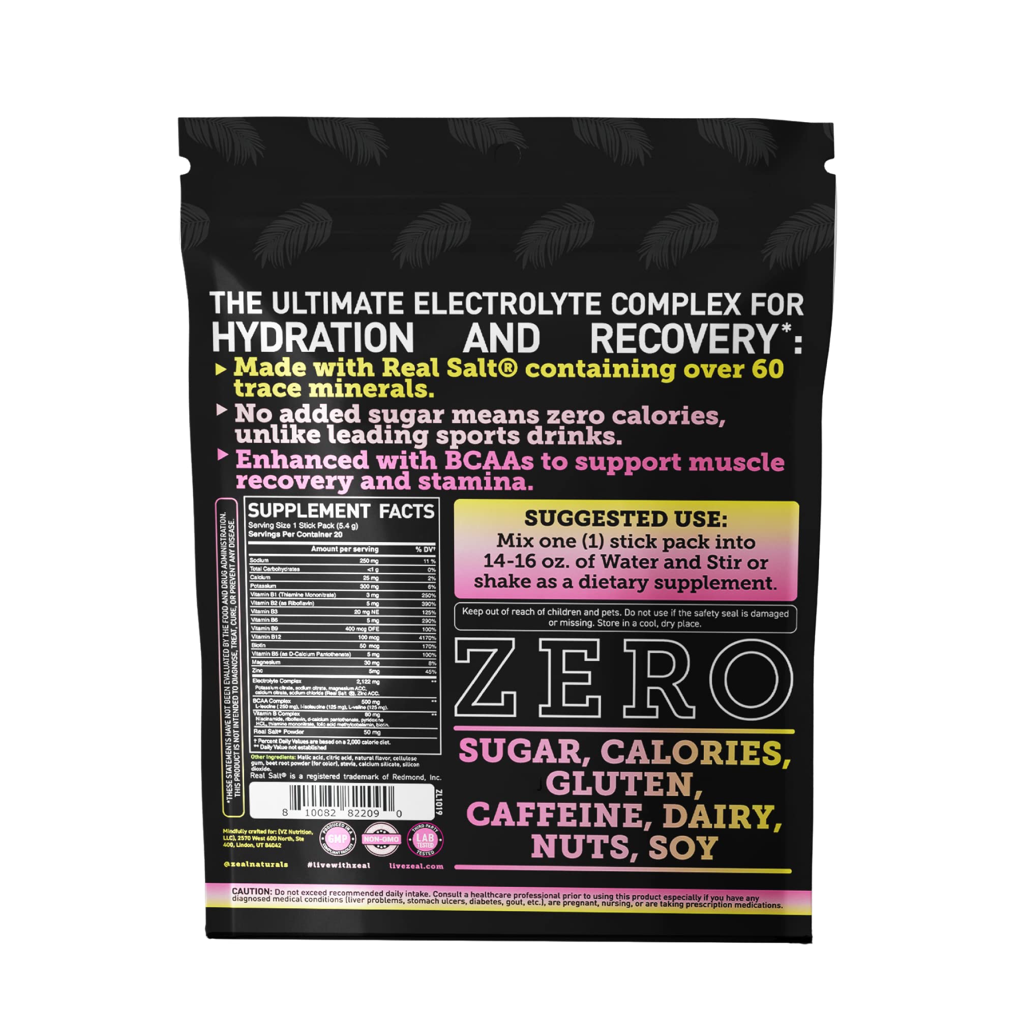 Enhanced Powder Stick Packs (Lemon Berry - 20 Packets) Sugar Free + BCAA B-Vitamins Zeal Naturals buy supplements canada