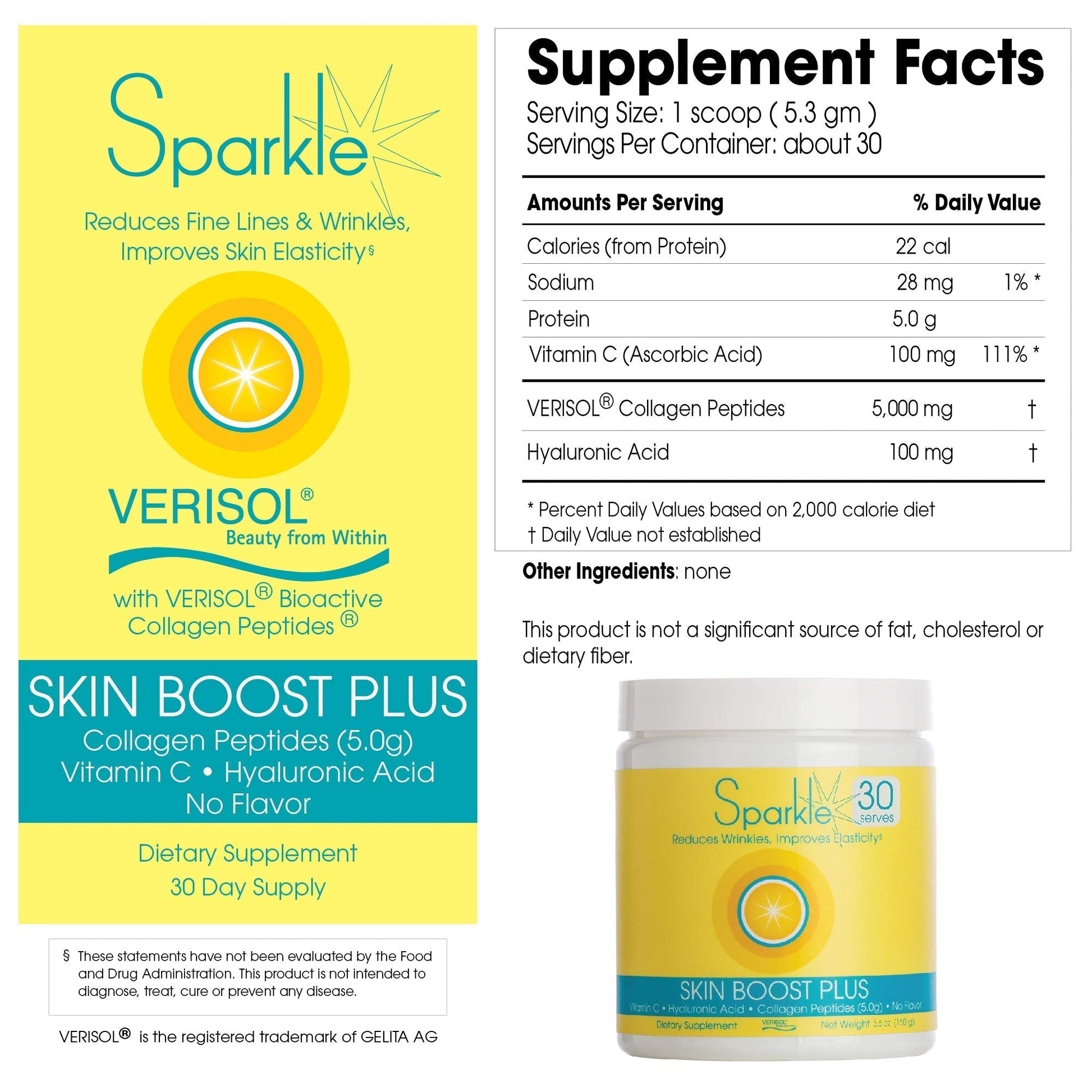 Hydrolyzed Collagen Powder - Sparkle Skin Boost Plus (No Flavor) [30-Serves] Verisol Pept Sparkle Collagen buy supplements canada