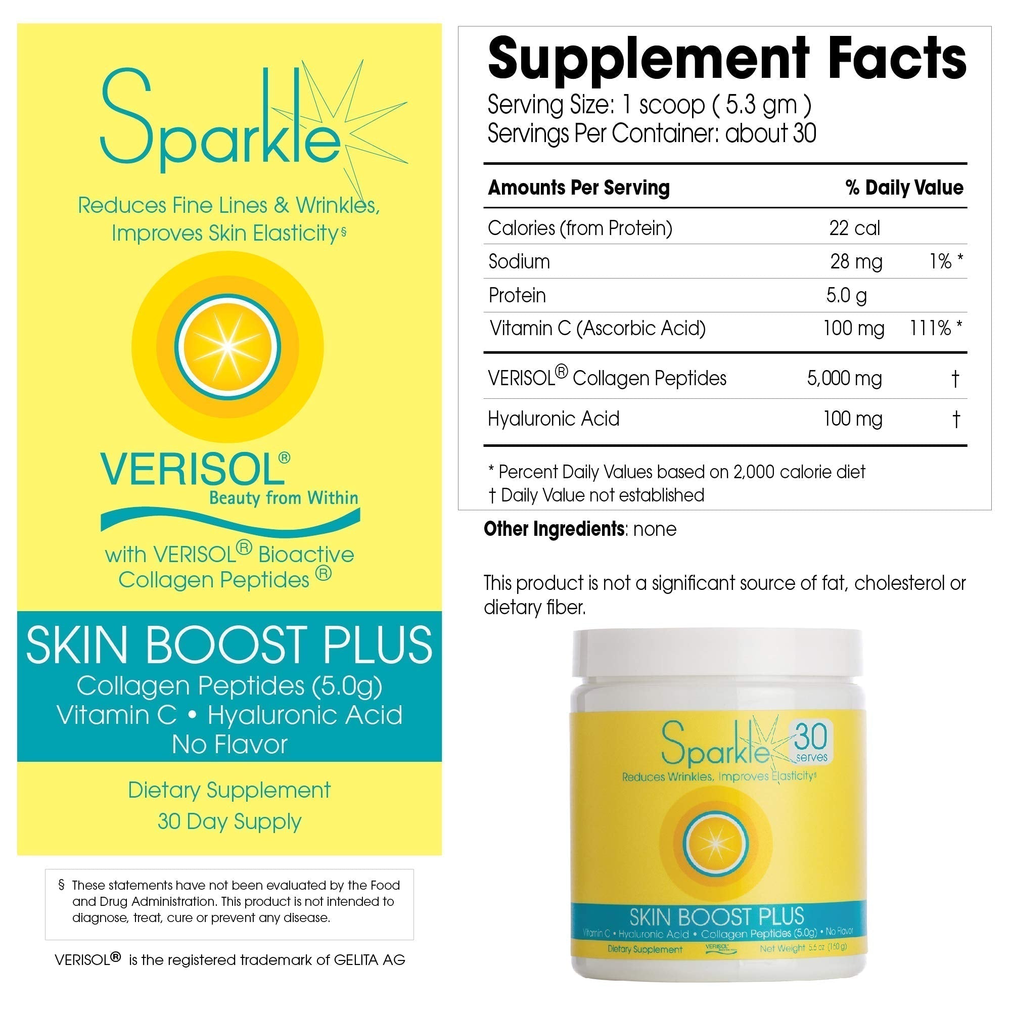 Hydrolyzed Collagen Powder - Sparkle Skin Boost Plus (No Flavor) [30-Serves] Verisol Pept Sparkle Collagen buy supplements canada