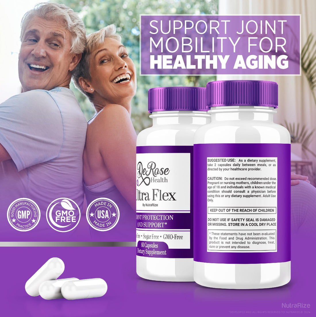 (2 Pack) Ultra Flex Capsules, Advanced Joint Support Supplement, Ultra Flex Natural Joint Health Formula, Max Strength Pills for Joint Wellness and Mobility, UltraFlex Vitamin Reviews (120 Capsules) NutraRize buy supplements canada