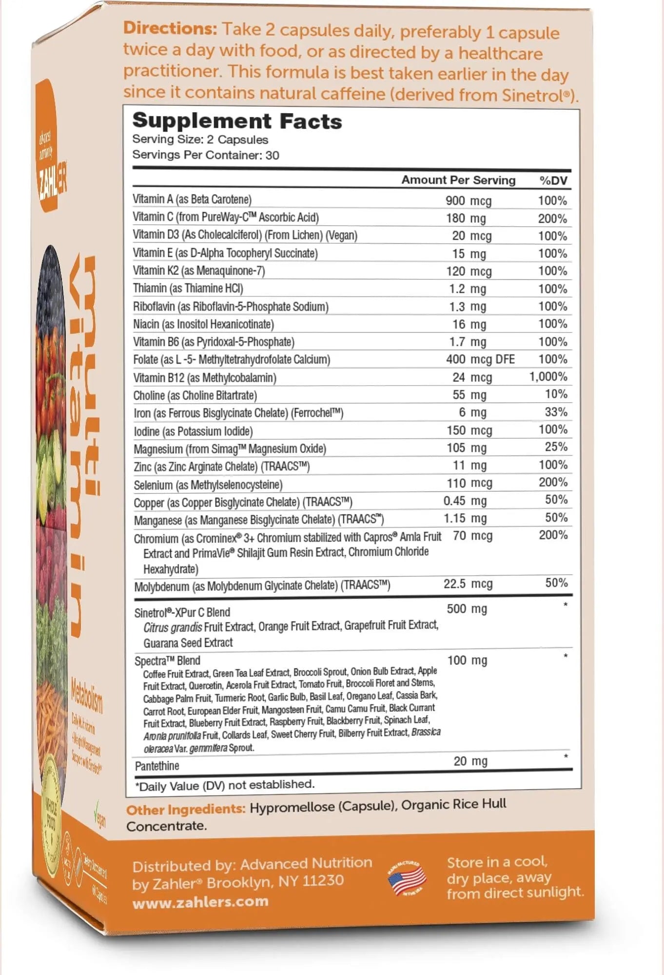Zahler Multivitamin Metabolism + Weight Management Support for Women and Men with Iron, Certified Kosher, 60 Capsules Zahler buy supplements canada
