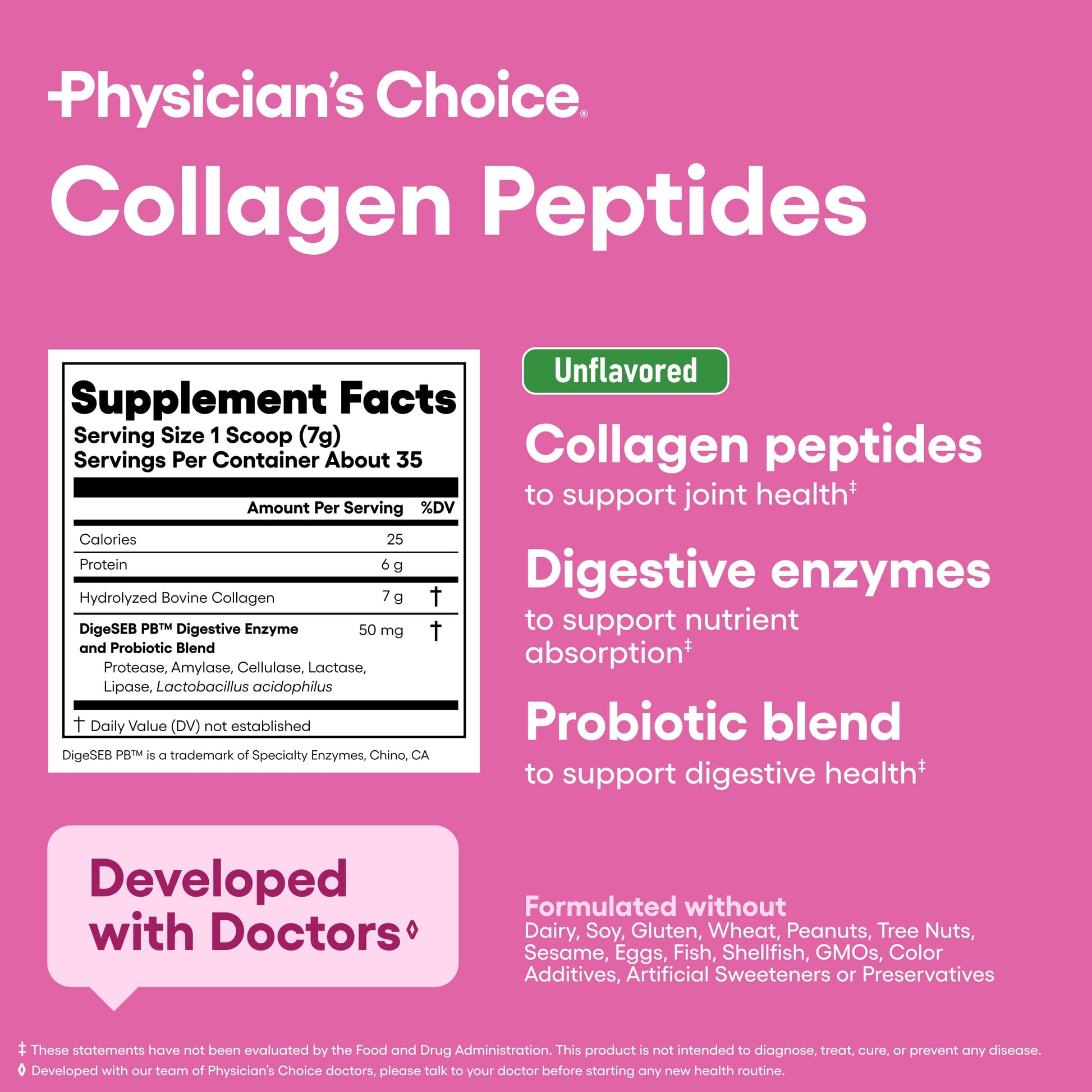 Physician's CHOICE Collagen Peptides - Hydrolyzed Protein Powder for Hair, Skin, Joints - Grass Fed, Non-GMO Physician's CHOICE buy supplements canada