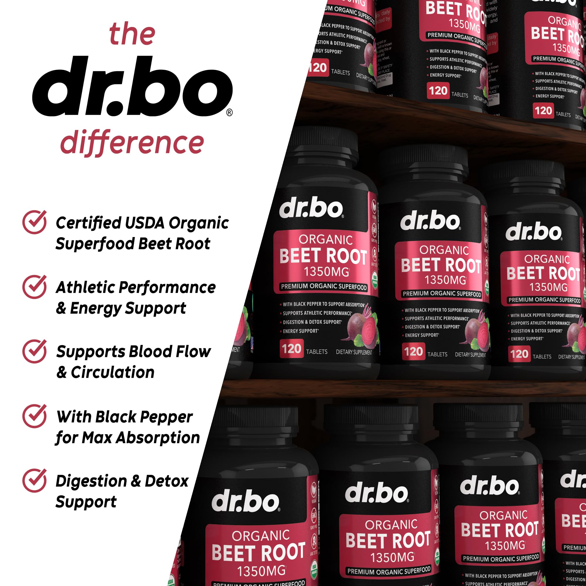 Organic Beet Root Capsules Supplements - 1350mg Beetroot Powder Extract Pills, Organic DR. BO buy supplements canada