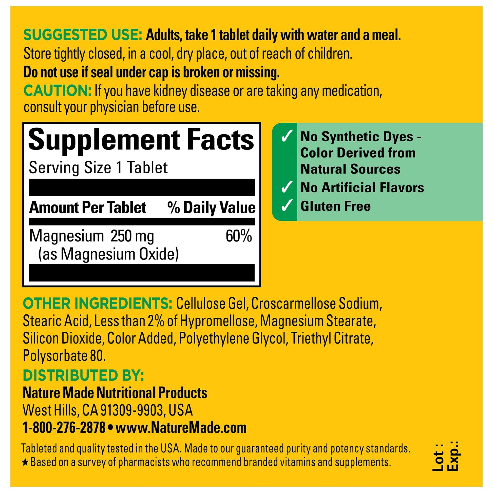 Nature Made Magnesium Oxide 250 mg, Magnesium Supplements for Men and Women, Support for Muscle, Heart, Bone and Nerve Health, 100 Tablets, 100 Day Supply Nature Made buy supplements canada