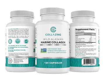 C COLLAZING - Alaskan Wild-Caught Marine Collagen Peptides with Hyaluronic Acid & Vitamin C - Supports Skin, Hair, Nails, Joints & Bones - Type 1 & 3 Collagen C COLLAZING buy supplements canada