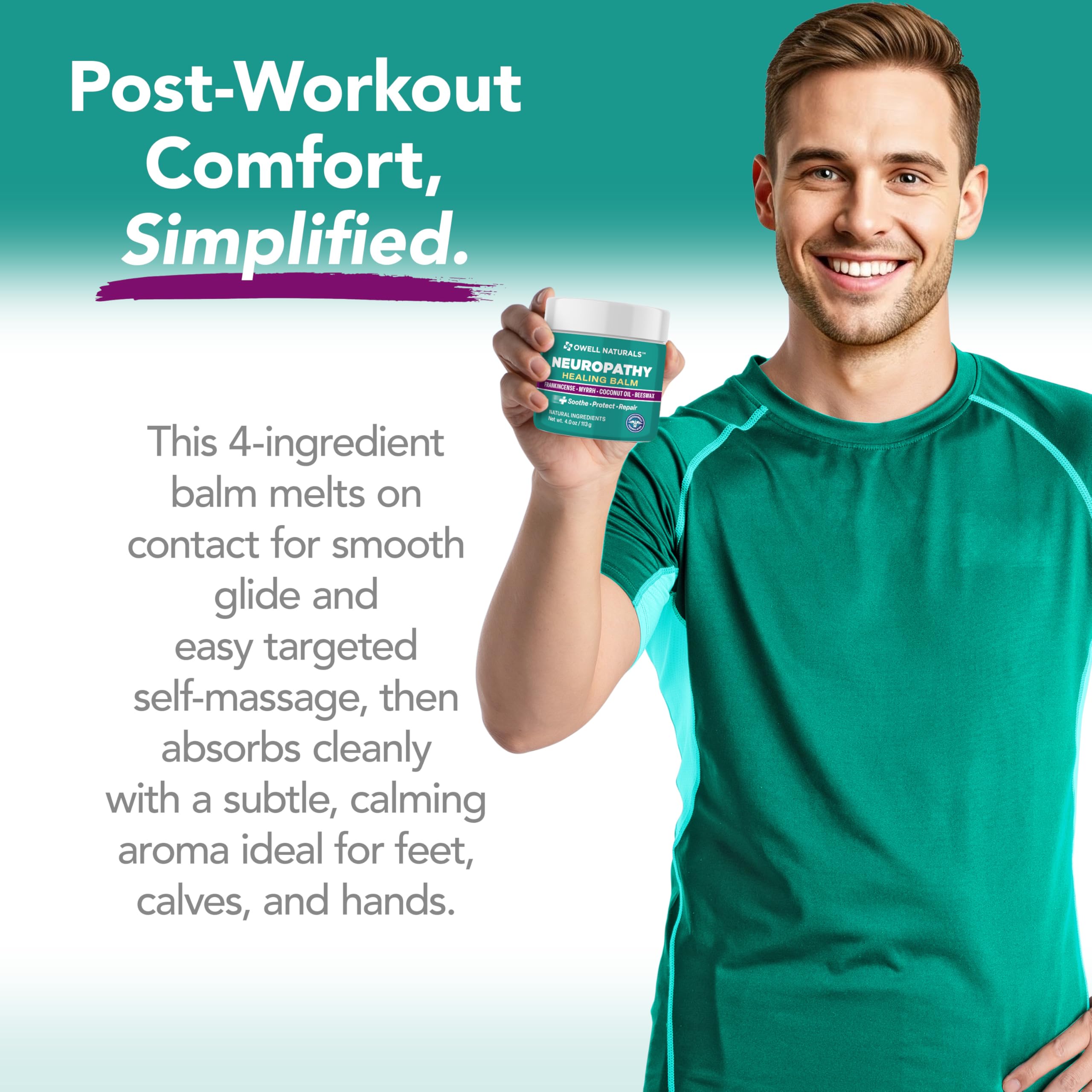 OWELL NATURALS Neuropathy Healing Balm, Fast Acting, with Frankincense, Myrrh, Coconut Oil & Beeswax, Natural Ingredients – Soothe, Protect & Repair, 4 oz (Pack of 1) Owell Naturals buy supplements canada