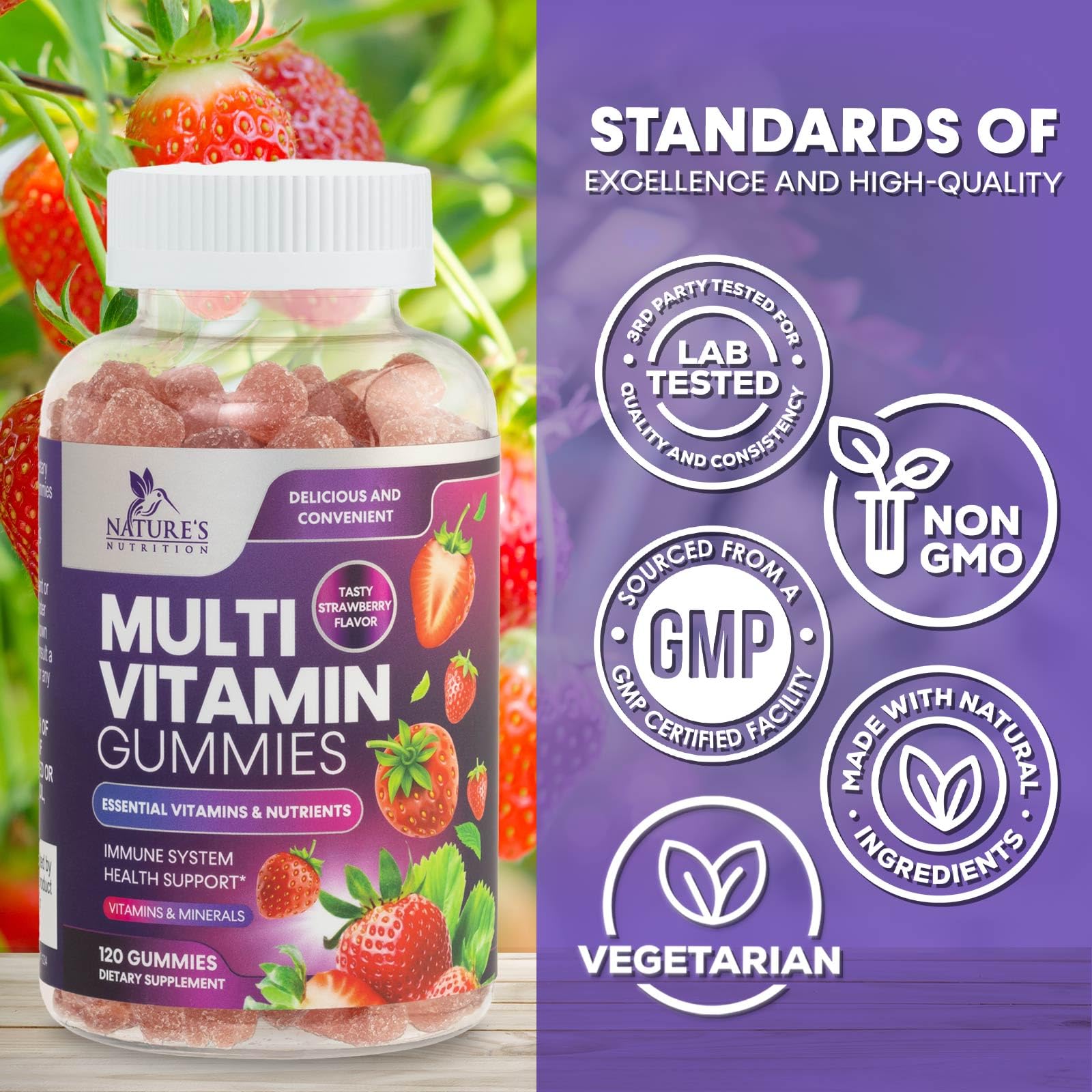 Multivitamin Gummies for Adults - Daily Adult Multivitamins Gummy with Vitamins A, C, D, B12 for Women & Men Nature's Nutrition buy supplements canada