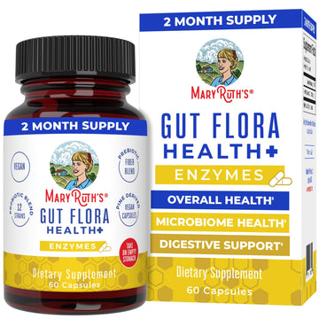 MaryRuth Organics Gut Flora Health+ Enzymes | Up to 2 Month Supply | Prebiotic Probiotic Digestive Enzymes Blend for Healthy Gut Biome & Digestive Support | Gastrointestinal Health | 60 Capsules MARYRUTH'S buy supplements canada