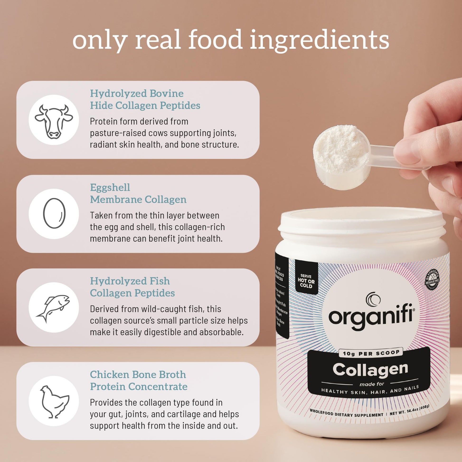 Organifi Unflavored Collagen Powder - Supports Stronger Skin, Nail, and Hair, 40 Servings Organifi buy supplements canada