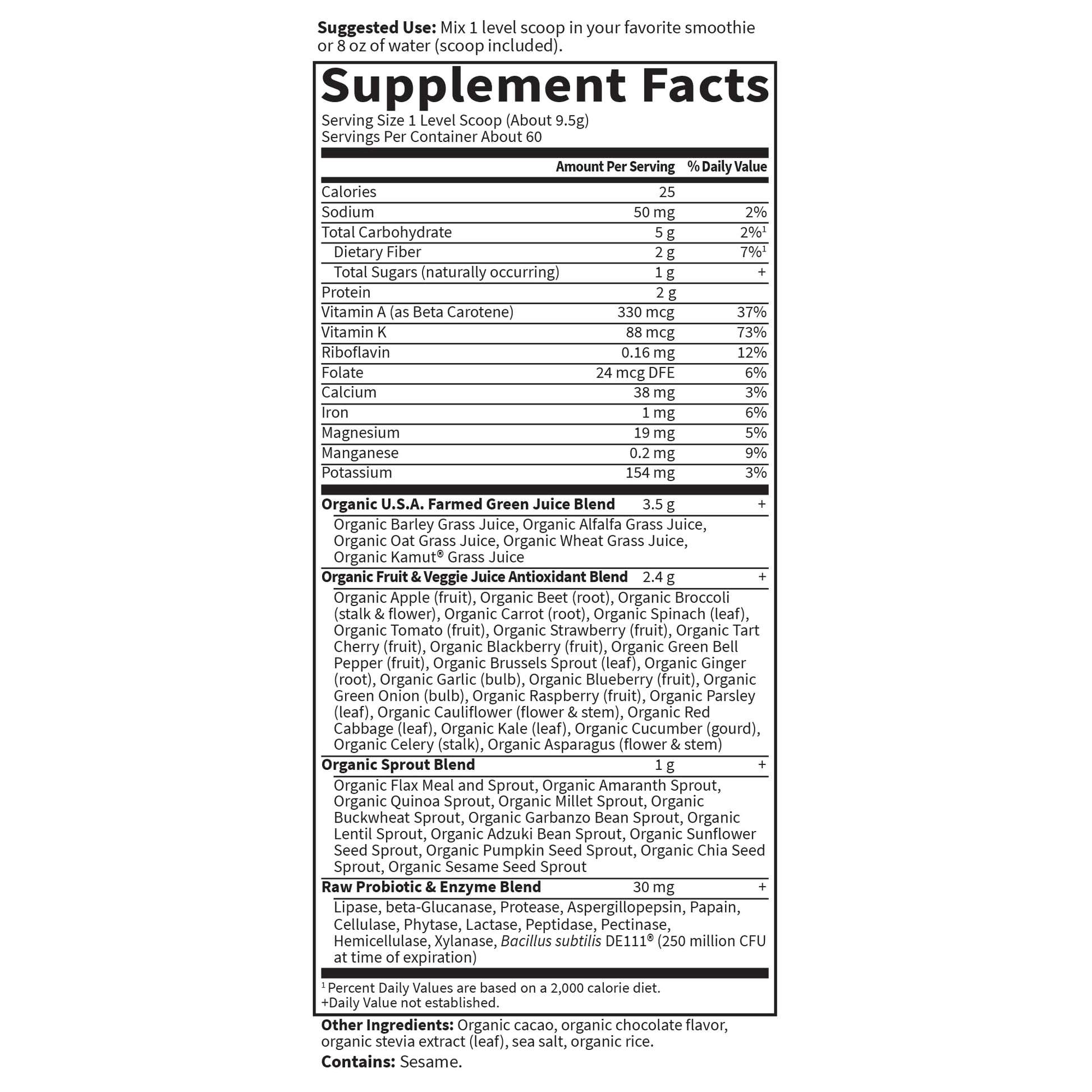Garden of Life Raw Organic Perfect Food Green Superfood Juiced Greens Powder - Chocolate, 60 Servings, Non-GMO, Gluten Free, Vegan Whole Food Dietary Supplement Plus Probiotics, Enzymes Garden of Life buy supplements canada