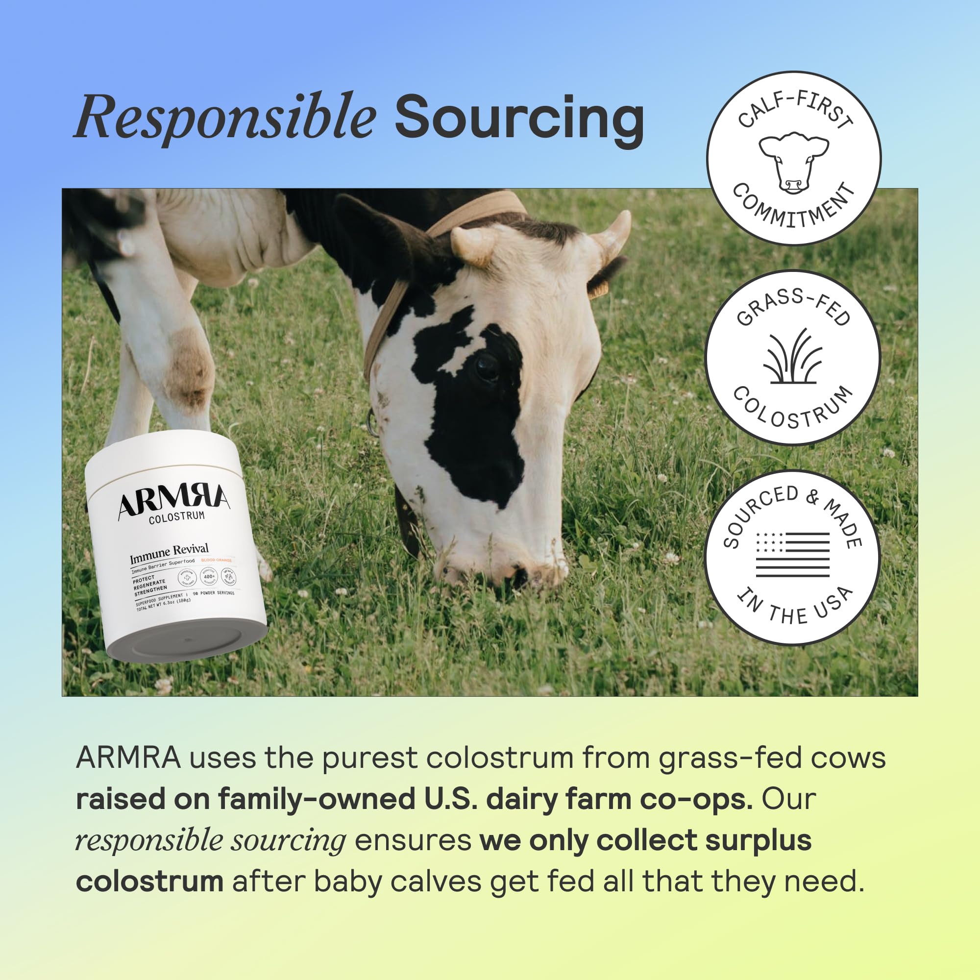 ARMRA Colostrum™ Premium Powder, Grass Fed, Gut Health Bloating Immunity Skin & Hair, Contains 400+ Bioactive Nutrients, Keto, Gluten & Fat Free (Blood Orange, Unflavored Bundle | 150 Servings) ARMRA buy supplements canada