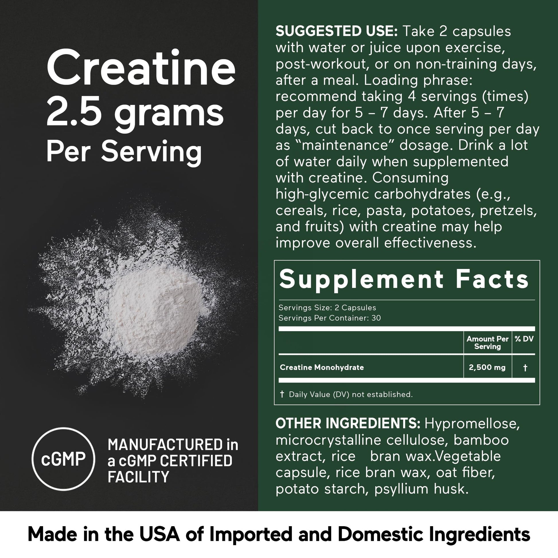 SMARTERNUTRITION Creatine Monohydrate Pills with 2500mg (2.5g) Per Serving, Vegan Capsules - Pre & Post Workout Recovery Support, Promotes Muscle Mass &. Endurance - 60 Count[30-Day Supply] SMARTERNUTRITION buy supplements canada