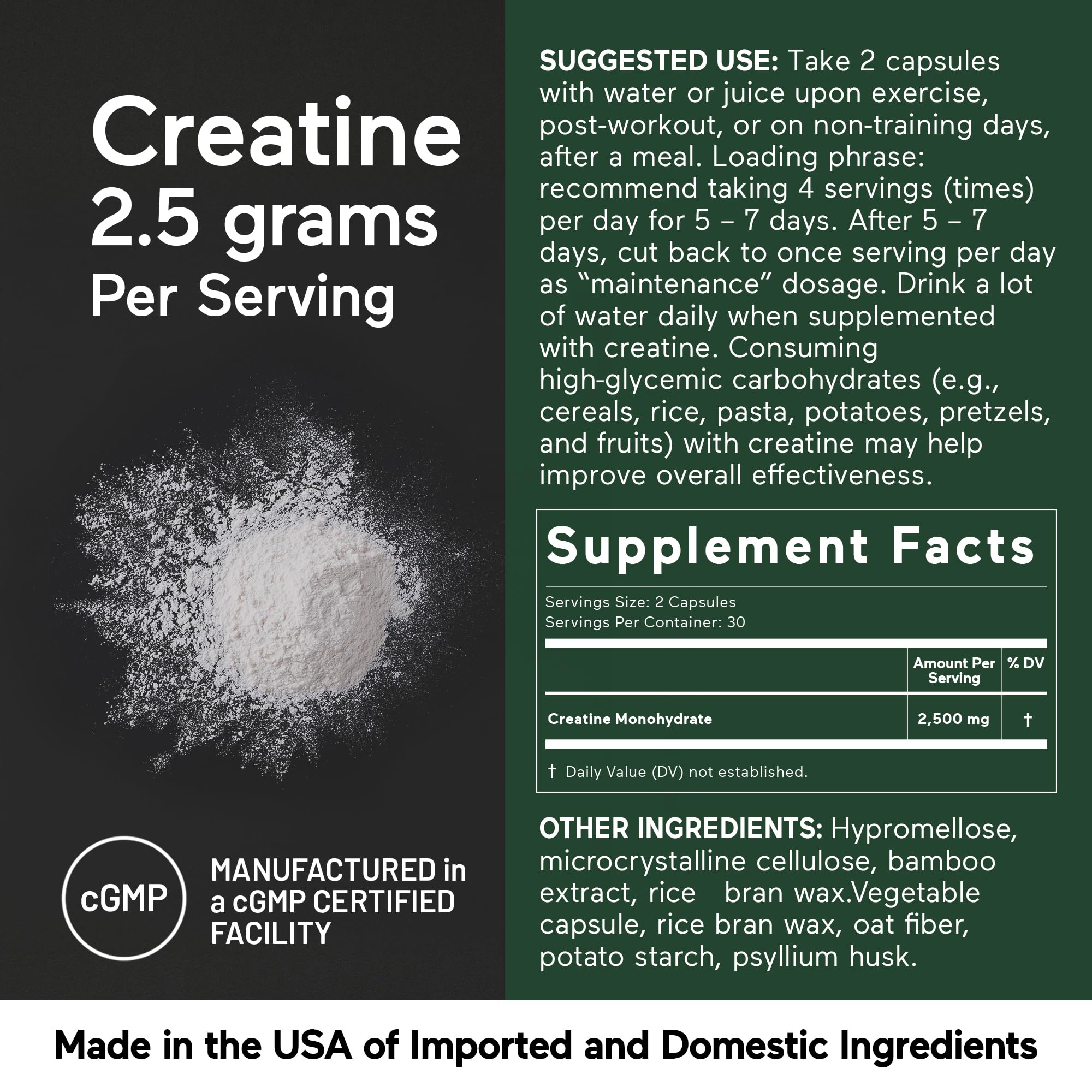 SMARTERNUTRITION Creatine Monohydrate Pills with 2500mg (2.5g) Per Serving, Vegan Capsules - Pre & Post Workout Recovery Support, Promotes Muscle Mass &. Endurance - 60 Count[30-Day Supply] SMARTERNUTRITION buy supplements canada