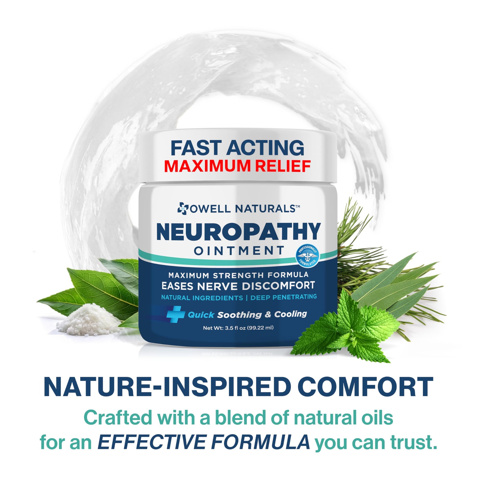 Owell Naturals Neuropathy Nerve Ointment for Feet, Fingers, Hands, Toes, Back, Legs & Arms - Fast-Acting Formula, Max Strength, Cooling Effect, 3.5 Fl Oz Owell Naturals buy supplements canada