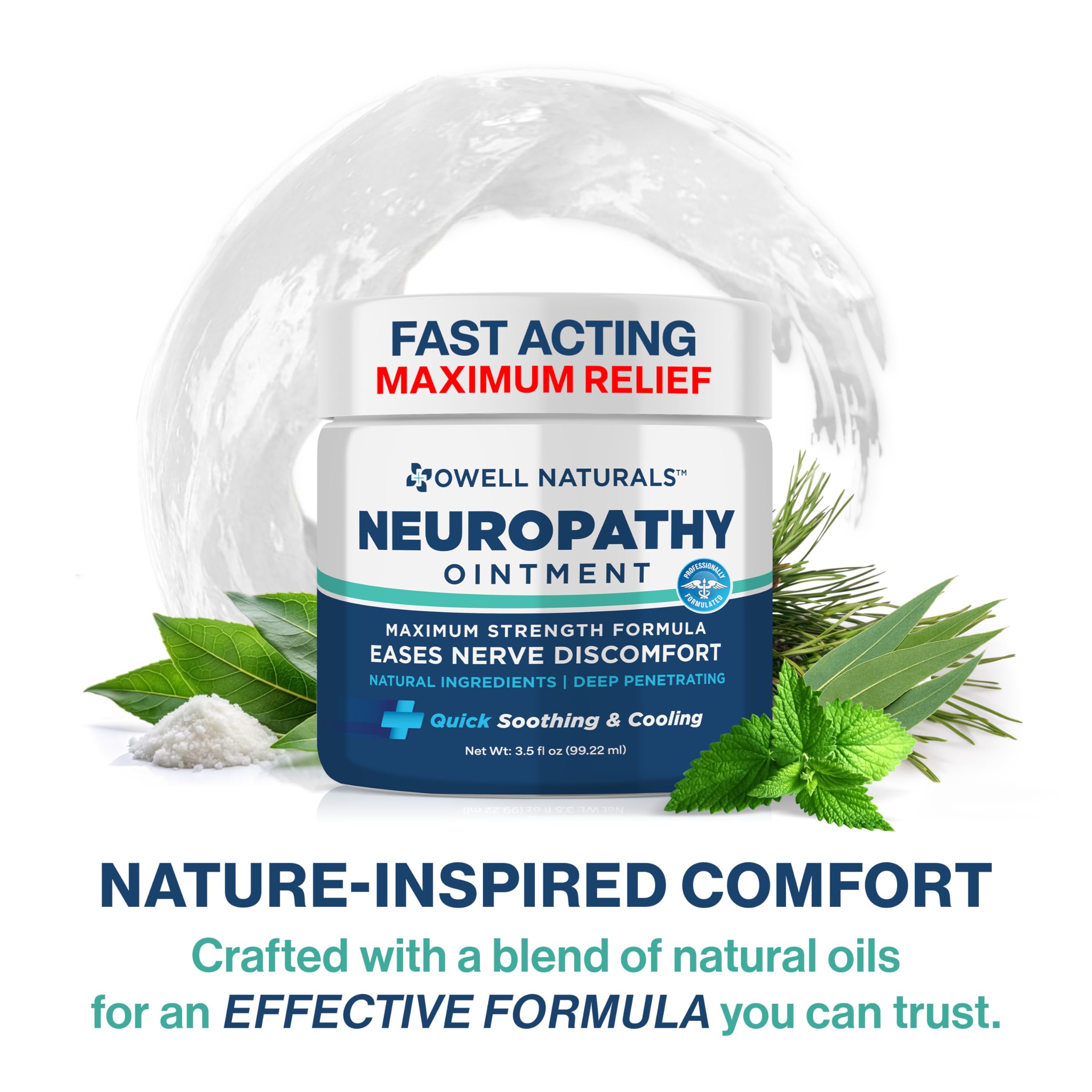 Owell Naturals Neuropathy Nerve Ointment for Feet, Fingers, Hands, Toes, Back, Legs & Arms - Fast-Acting Formula, Max Strength, Cooling Effect, 3.5 Fl Oz Owell Naturals buy supplements canada