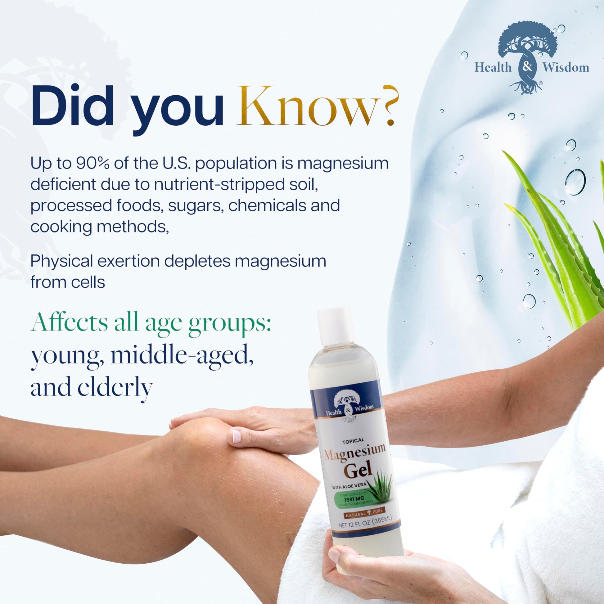 Health and Wisdom Pure Magnesium Gel with Seaweed Extract and Aloe Vera - Topical Muscle & Joint Relief- Natural and Pure Skin & Scalp Moisturizing - Enhanced Absorption - 12 Fl oz Health and Wisdom buy supplements canada