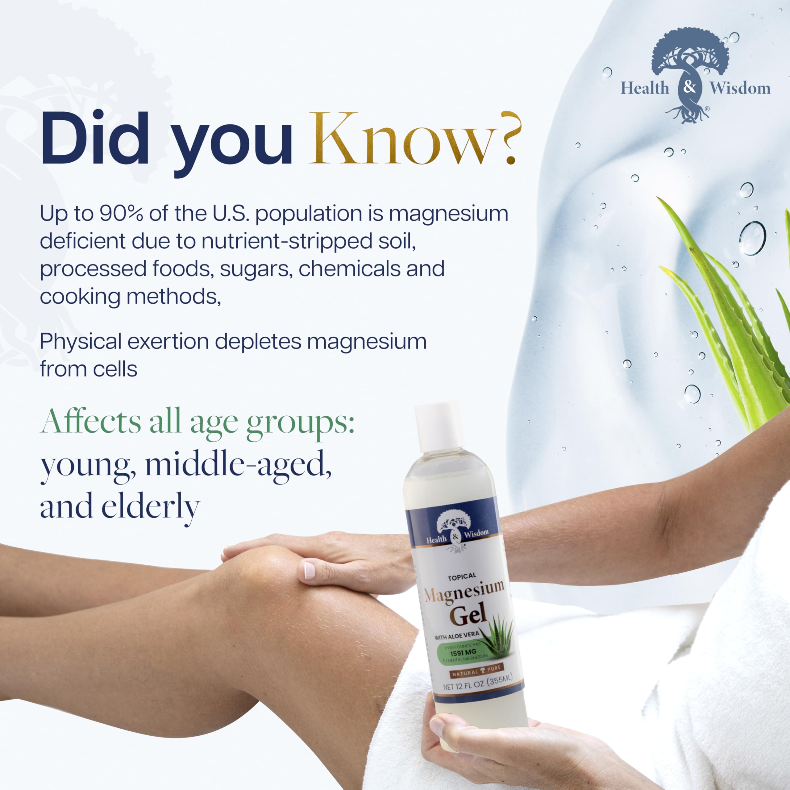 Health and Wisdom Pure Magnesium Gel with Seaweed Extract and Aloe Vera - Topical Muscle & Joint Relief- Natural and Pure Skin & Scalp Moisturizing - Enhanced Absorption - 12 Fl oz Health and Wisdom buy supplements canada