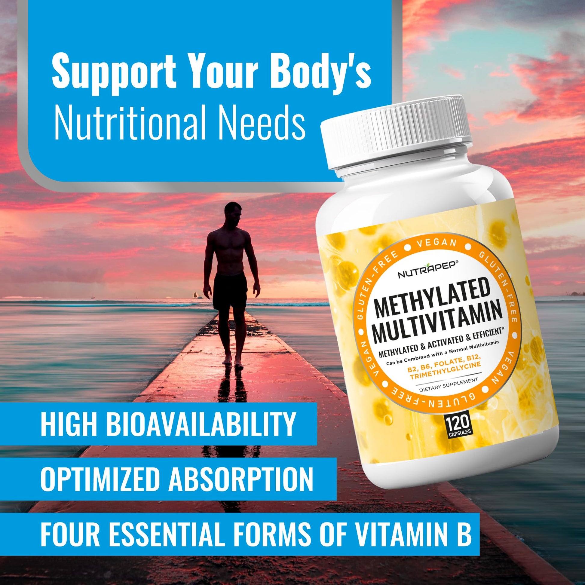 NutraPep Methylated Multivitamin for Men Women - 5-MTHF Riboflavin Vitamin B2 B6 B12 B Complex Trimethylglycine Methyl Folate L Methylfolate Capsules Supplement NutraPep buy supplements canada