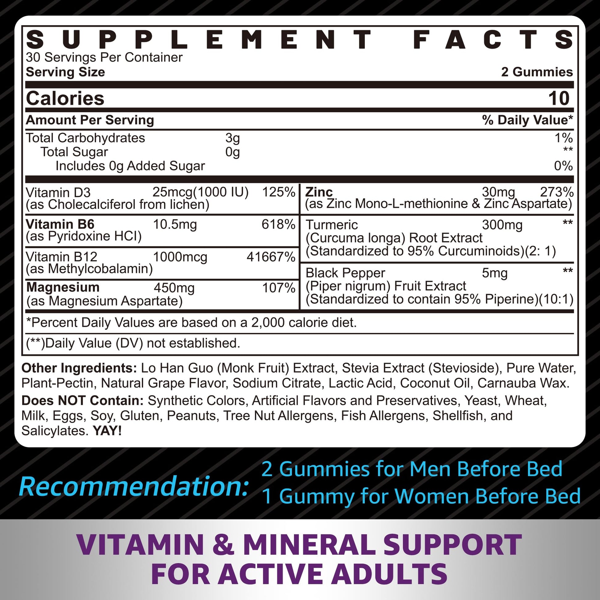 Zinc and Magnesium Supplement, Zinc Magnesium Aspartate Post Workout Gummies for Men Women, with Vitamin B6, B12, D3, Turmeric for Nighttime Recovery, Reduce Fatigue NEVISS buy supplements canada