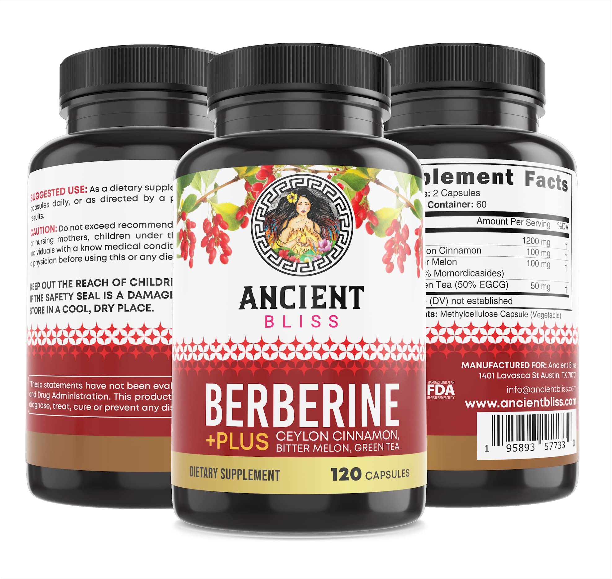 Ancient Bliss Berberine HCL 1200mg with Ceylon Cinnamon, Bitter Melon, and Green Tea Ancient Bliss buy supplements canada