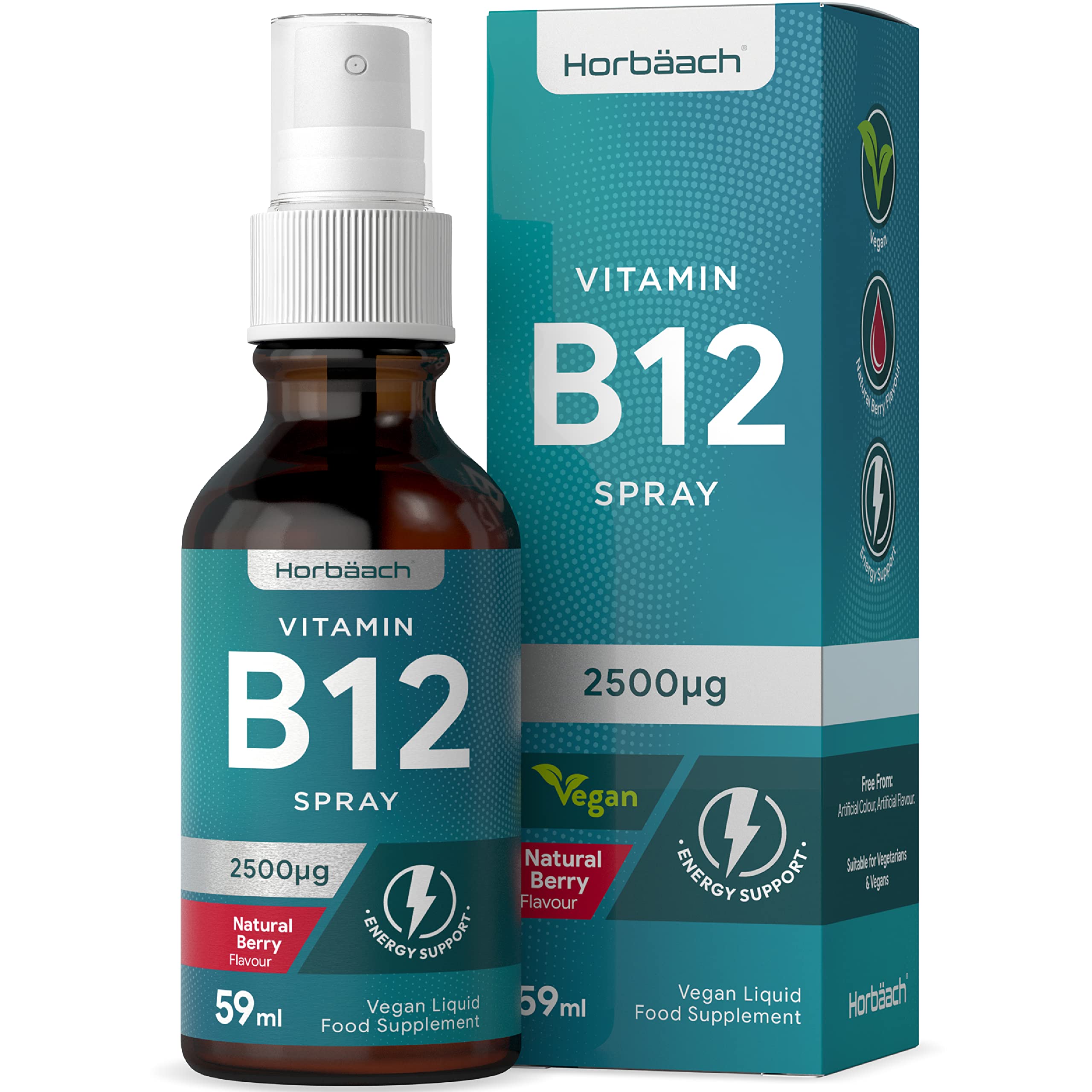 Vitamin B12 Spray 2500mcg | 59ml | High Strength Supplement | Natural Berry Flavour Horbäach buy supplements canada
