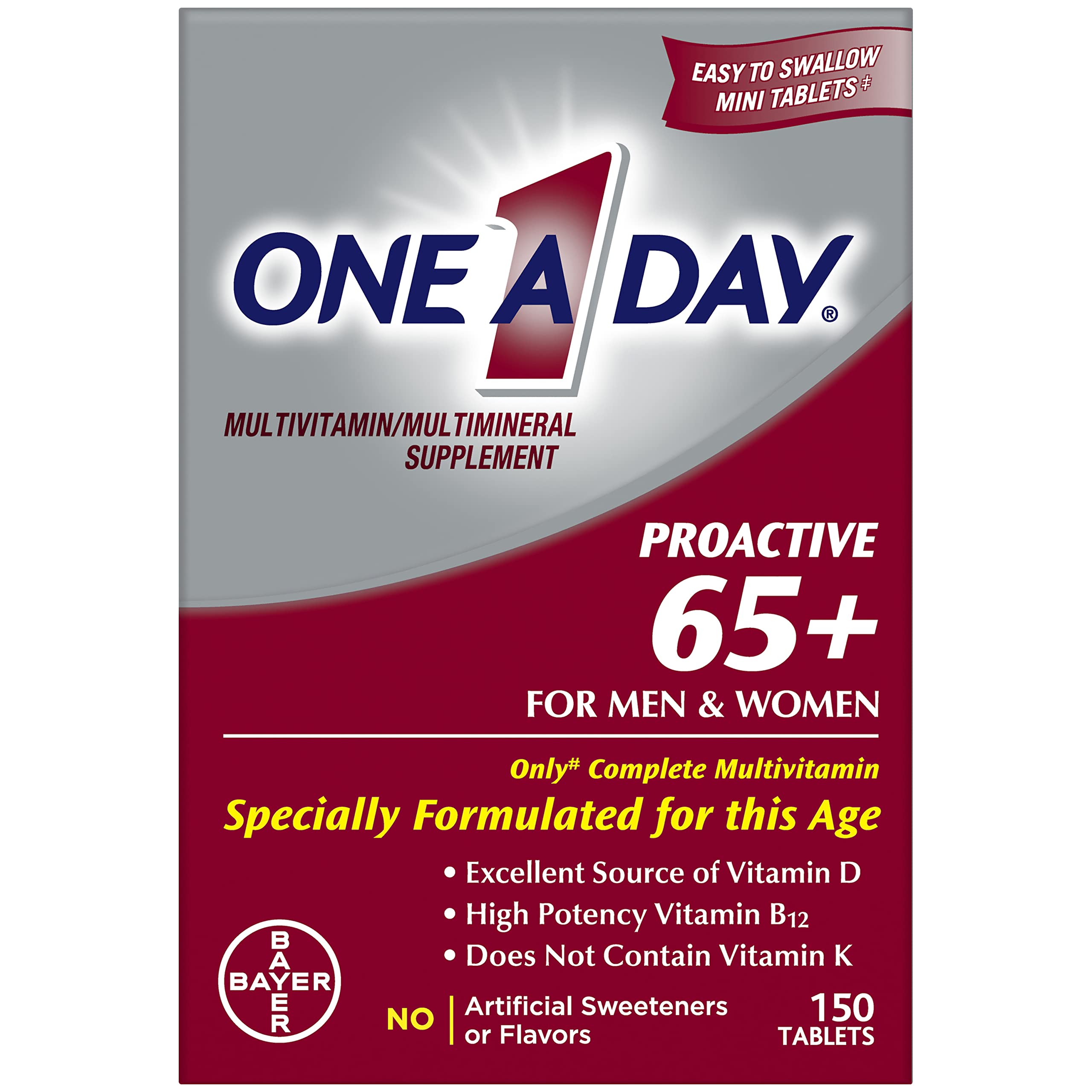 One A Day Proactive 65+, Mens & Womens Multivitamin, Supplement with Vitamin A, C, D, and Zinc to Support Bone Health & Cell Health, Calcium ONE A DAY buy supplements canada