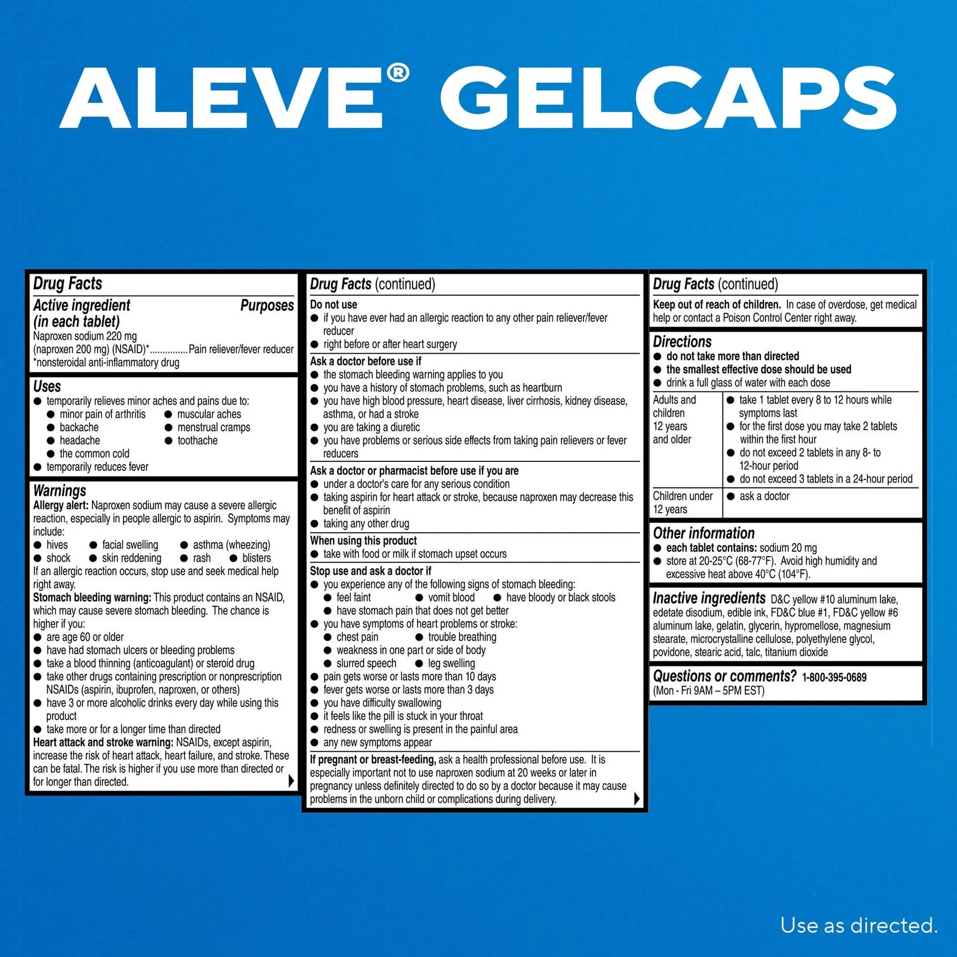 Aleve Pain Reliever & Fever Reducer Gelcaps, Naproxen Sodium, Headache and Back and Body Pain Relief Medicine, for Adults and Children Ages 12 and Up, 90 Count Aleve buy supplements canada