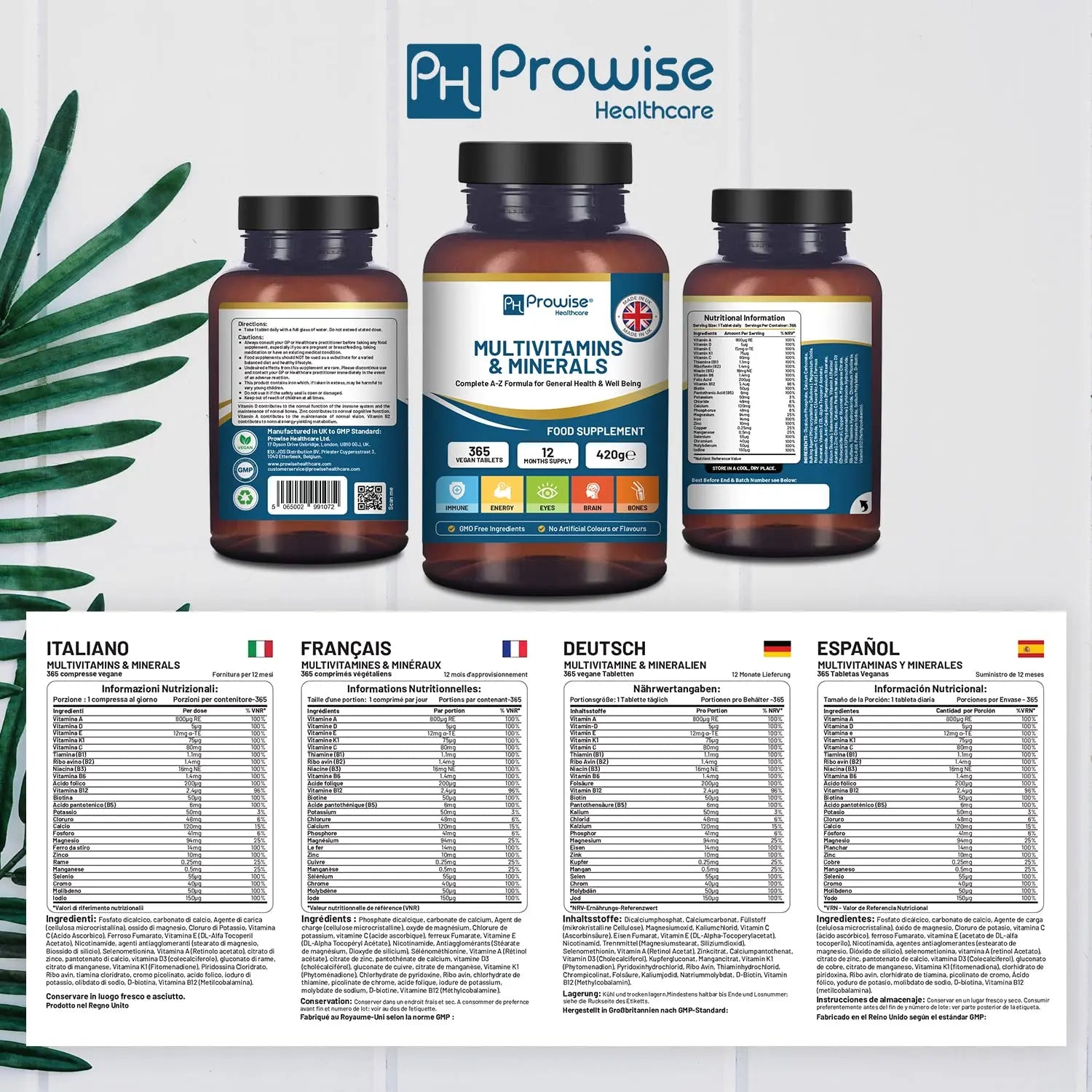 A-Z Multivitamins & Minerals I 365 Vegan Tablets (1 Year Supply) I 26 Essential Active Vitamins, Minerals & Micronutrients PH PROWISE Healthcare buy supplements canada