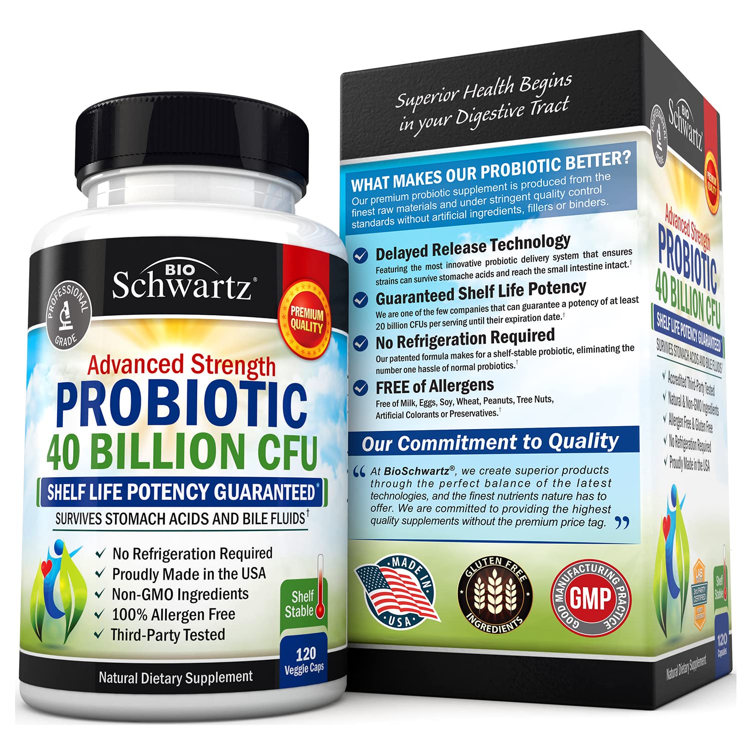 Daily Probiotic Supplement 40 Billion CFU - Gut Health Complex with Astragalus BioSchwartz buy supplements canada