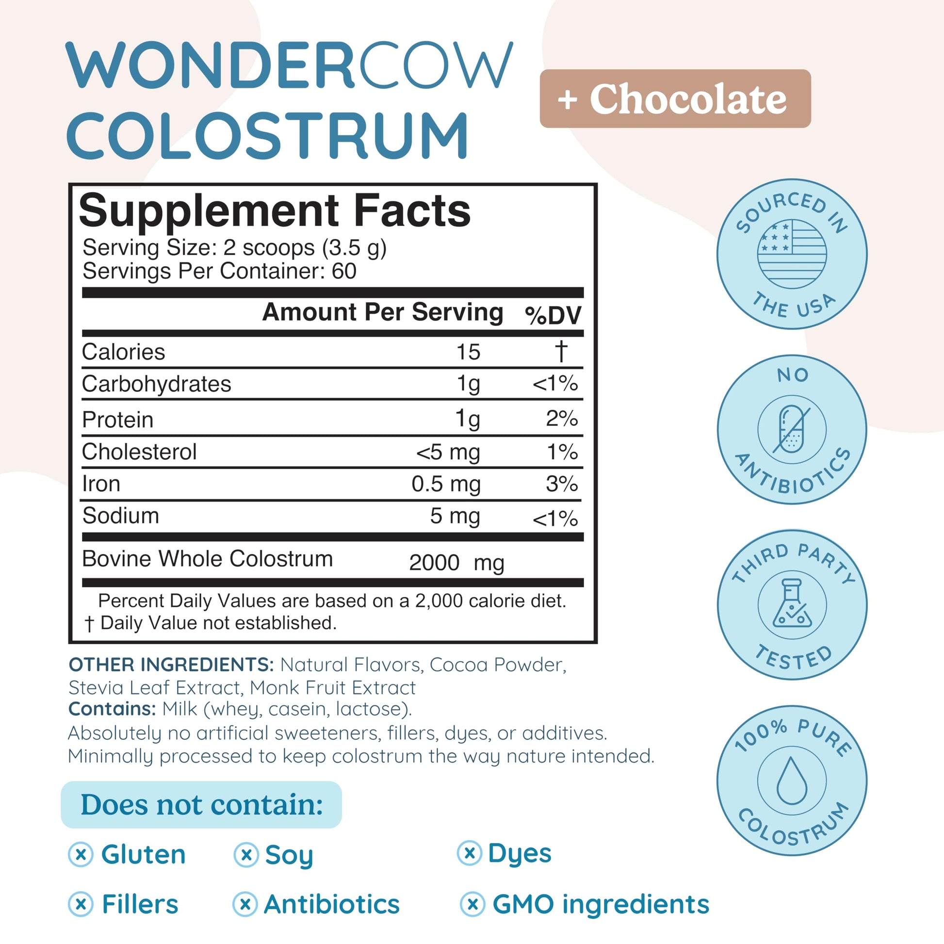 WONDERCOW Colostrum Supplement Powder for Gut Health, Immune Support & Wellness | Natural IgG Pure Whole Bovine Colostrum Superfood, Chocolate, 60 Servings WONDERCOW buy supplements canada