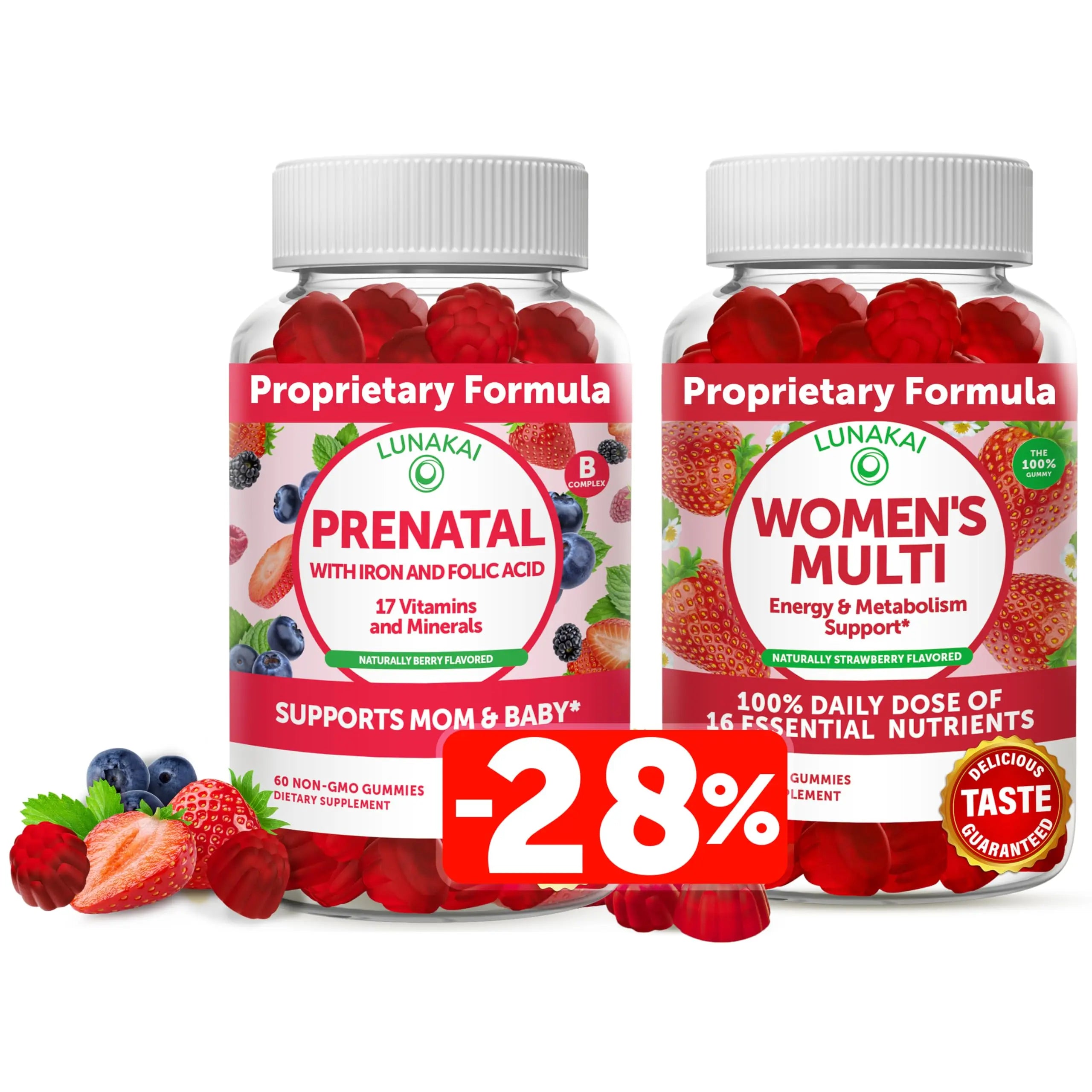 Lunakai Prenatal Vitamin and Women's Multivitamin Gummies Bundle - Pregnancy Multivitamin Gummy with Iron & Folic Acid Lunakai buy supplements canada
