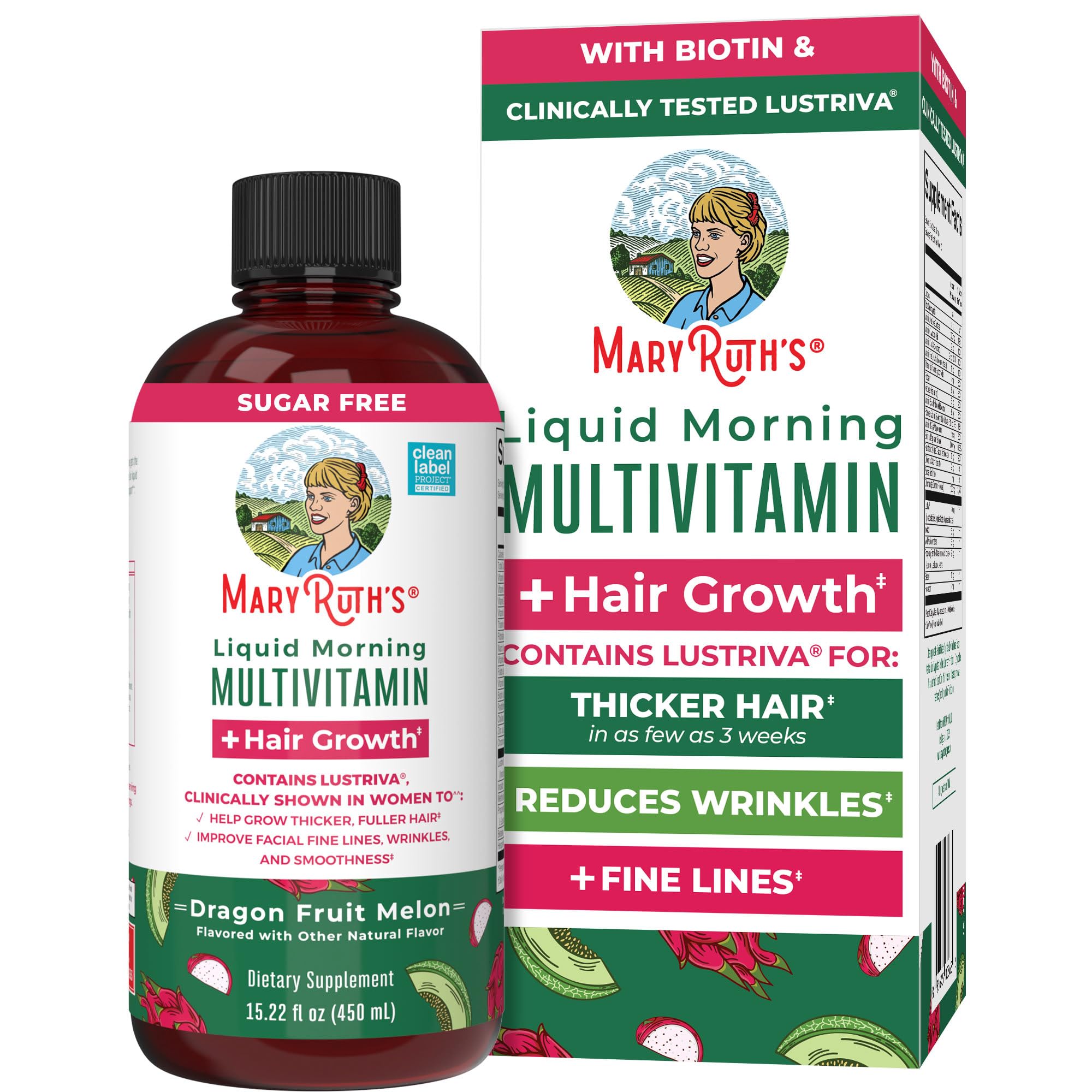 MARYRUTH'S Liquid Multivitamin + Hair Growth | Biotin 10000mcg | Lustriva Hair Growth Supplement | Clinically Tested in Women for Thicker Hair MARYRUTH'S buy supplements canada