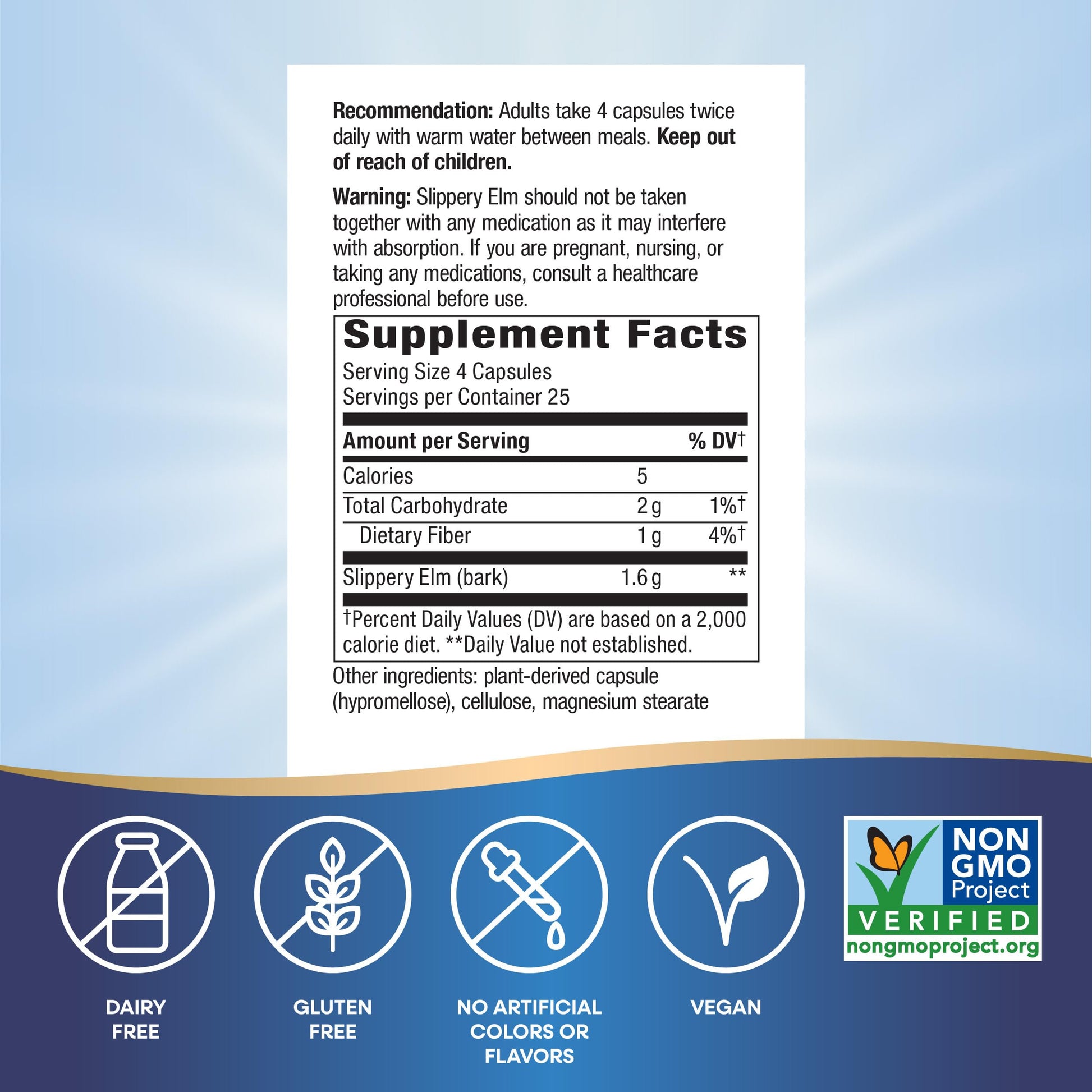 Nature’s Way Slippery Elm Bark Capsules, Traditional Digestive Support to Soothe Gastrointestinal Tract*, 1,600 mg per 4-Capsule Serving Nature's Way buy supplements canada