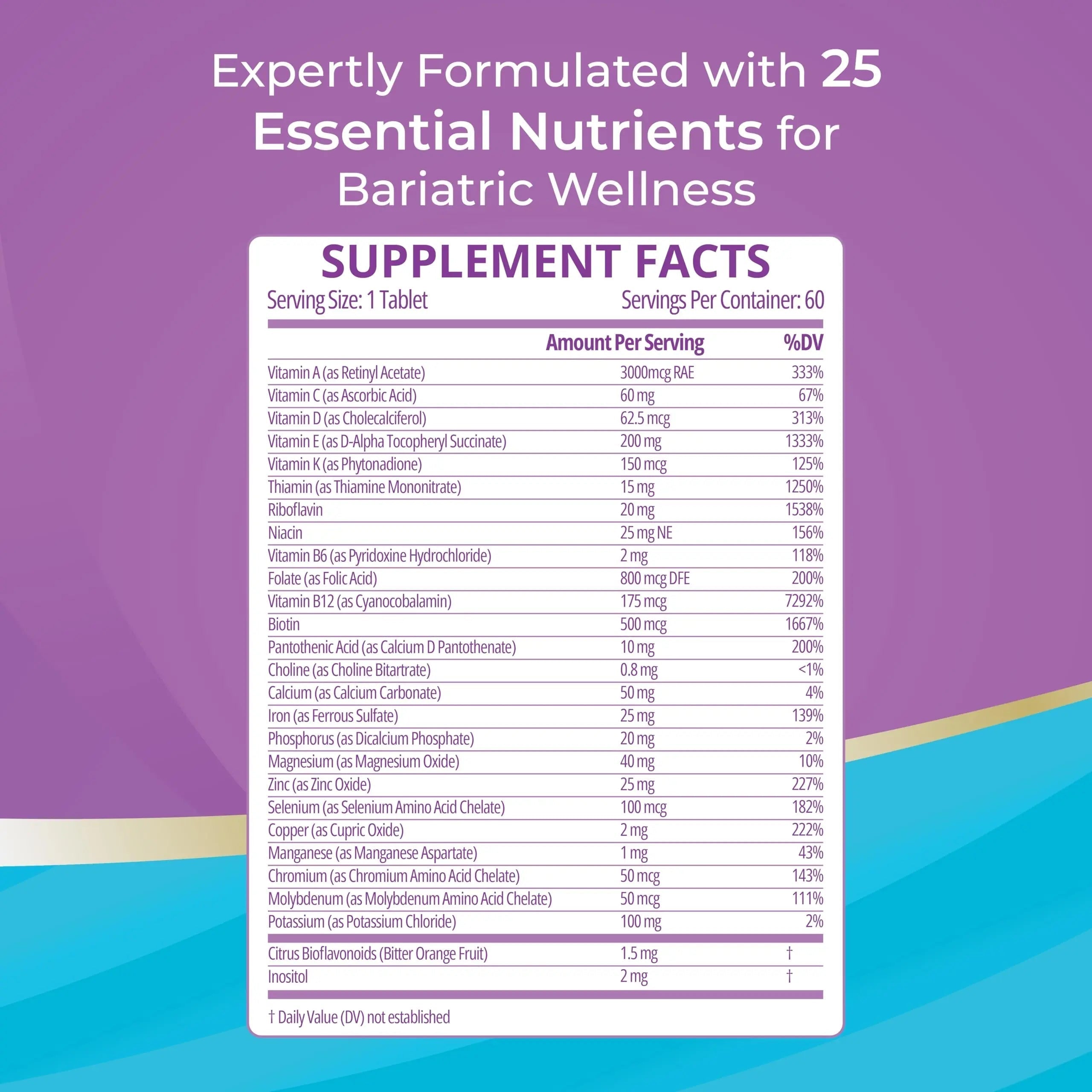 High A D E K Bariatric Multivitamin for Post DS/SADI Surgery, 25 Essential Nutrients for Post-Weight Loss Surgery, 60 Tablets Bariatric Best Supplements buy supplements canada
