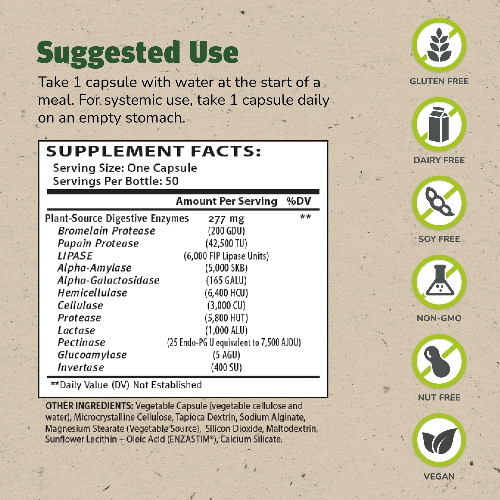 Master Supplements Enzalase - 50 Capsules - Probiotic Compatible Enzymes - Provides Digestive Boost + Gas & Bloating Relief - Gluten Free - 50 Servings ENZALASE buy supplements canada