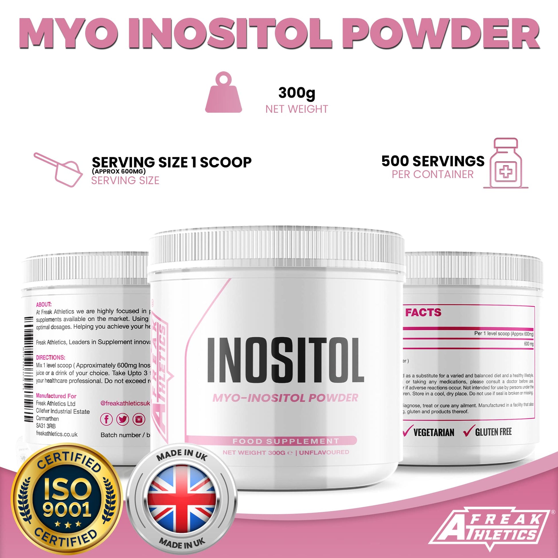Inositol (Myo-Inositol) Powder 300g | Premium Myo Inositol Powder - Supports Women Freak Athletics buy supplements canada